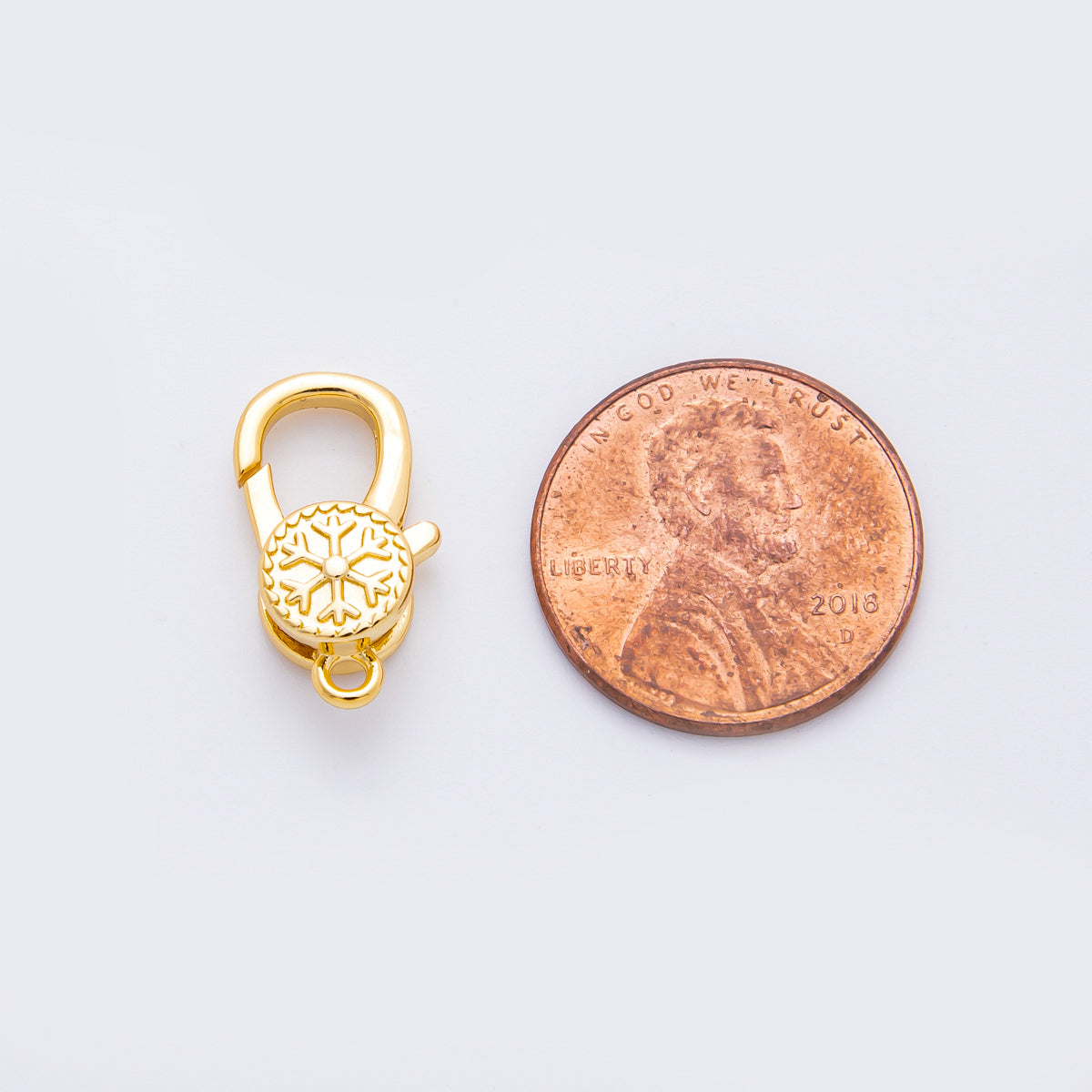18K Gold Filled 18mm Winter Snowflake Lobster Clasp Charm Finding | Z1426