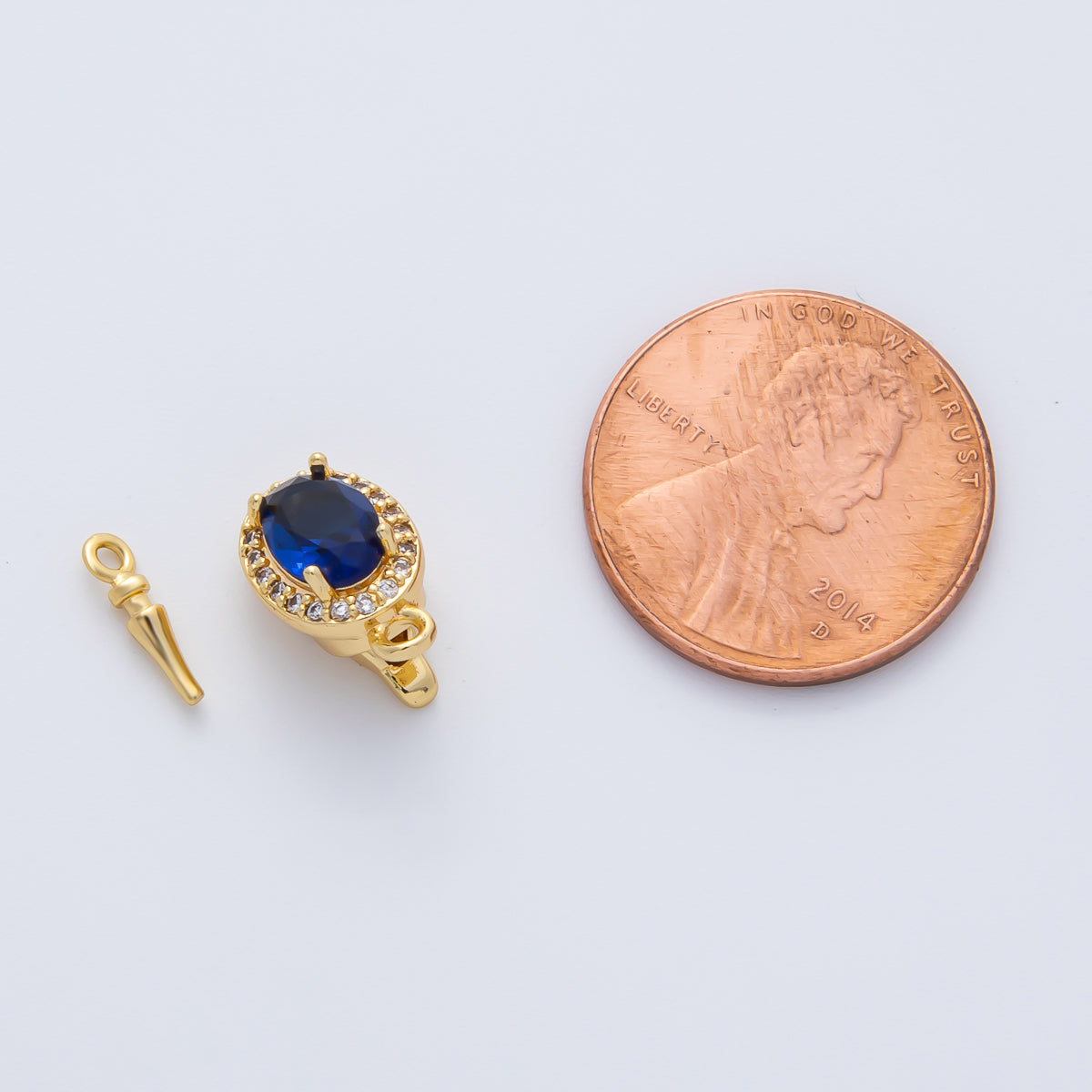 18K Gold Filled 16mm Royal Blue CZ Oval Box Clasps Closure Finding | Z1461