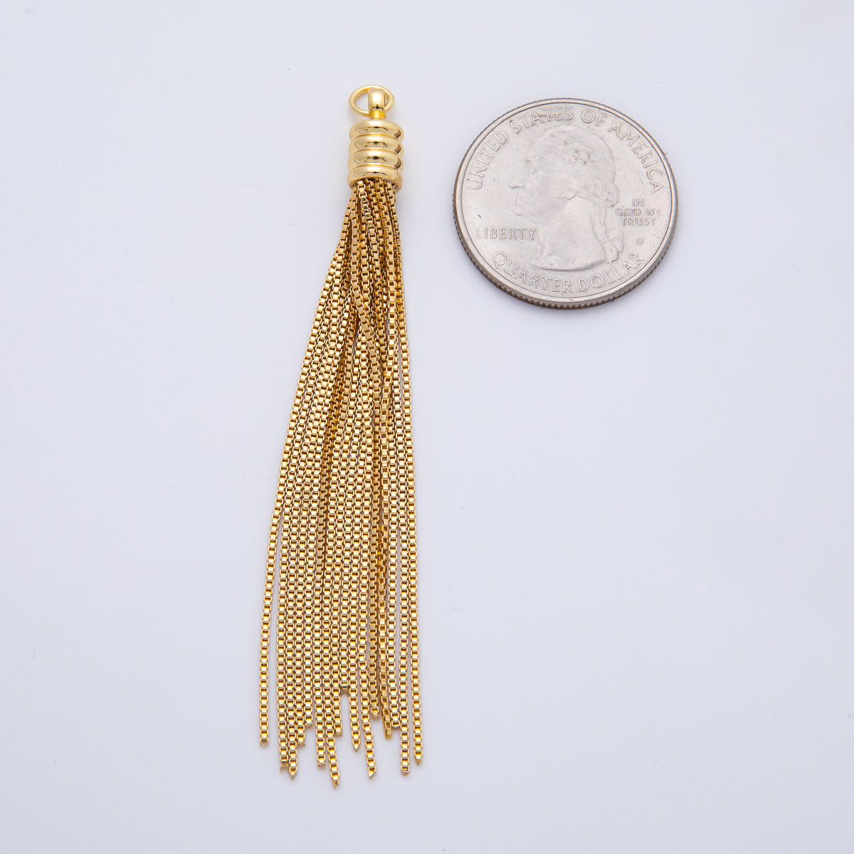 18K Gold Filled 76mm Twisted Cone Cap Tassel Curb Chain Drop Charm | AF1402