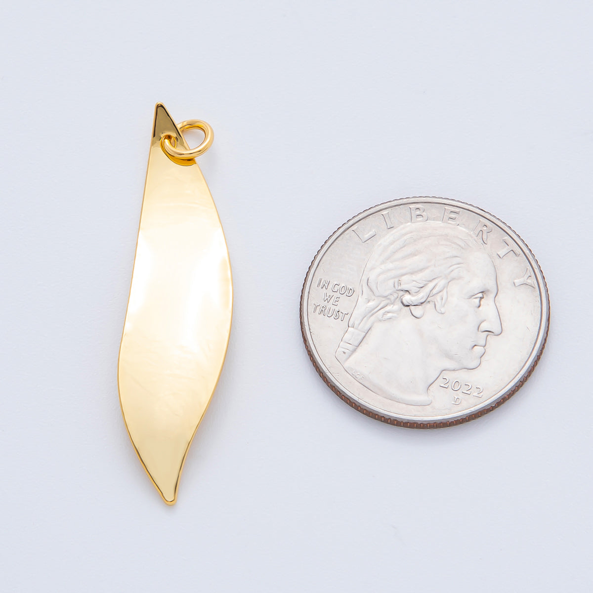 18K Gold Filled 42mm Leaf-Like Organic Freeform Shape Charm | N-A1821