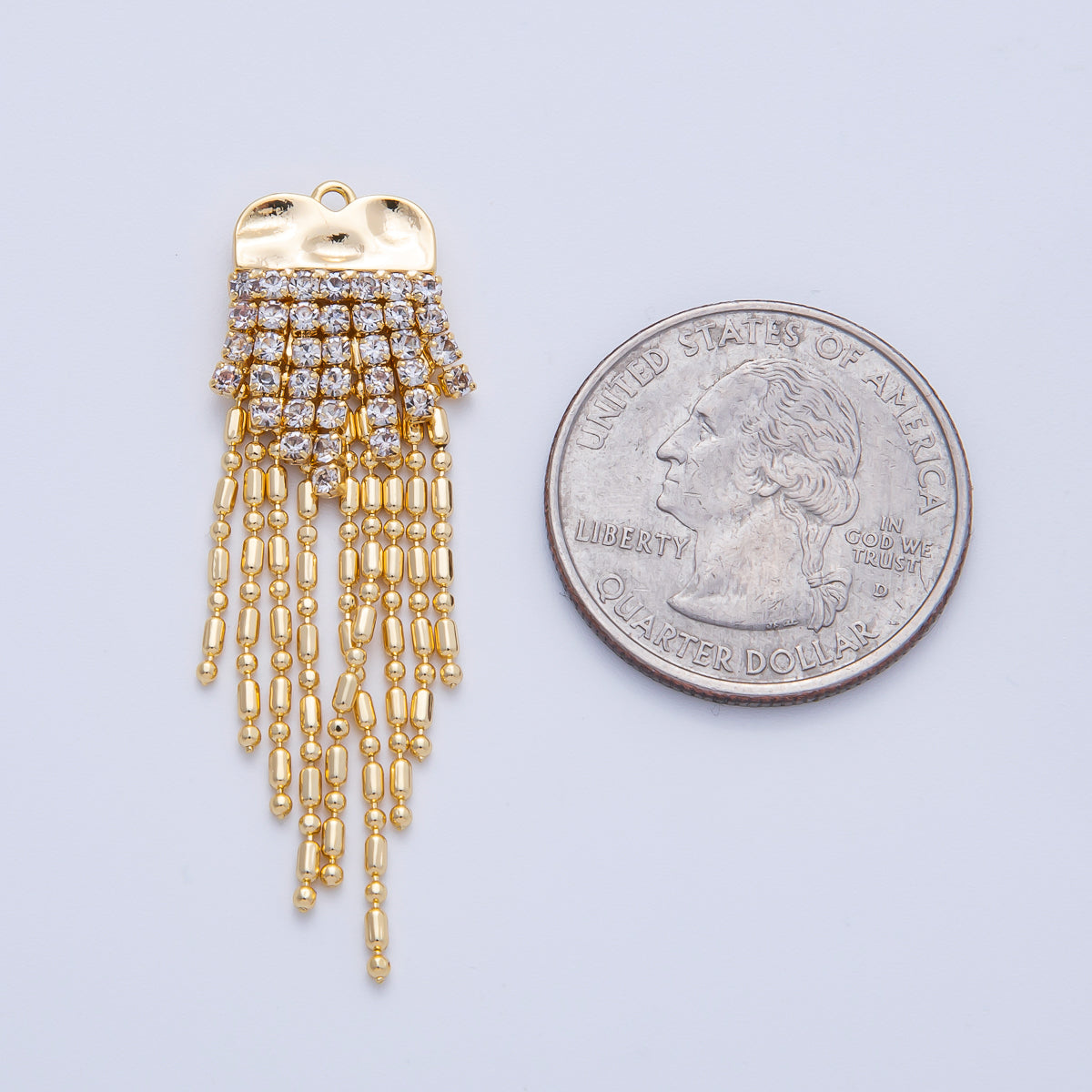 18K Gold Filled 47mm Tennis Chain Bead Chain Tassel Finding Fringe Jewelry | Z1648