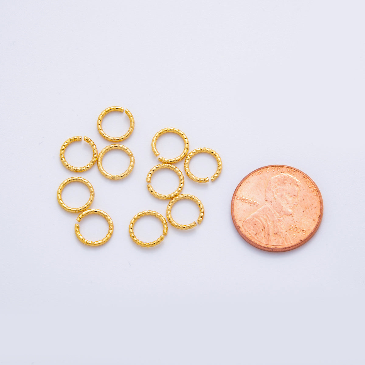 18K Gold Filled 8mm Open Twisted Croissant Round Jump Ring Finding Set | Z1600