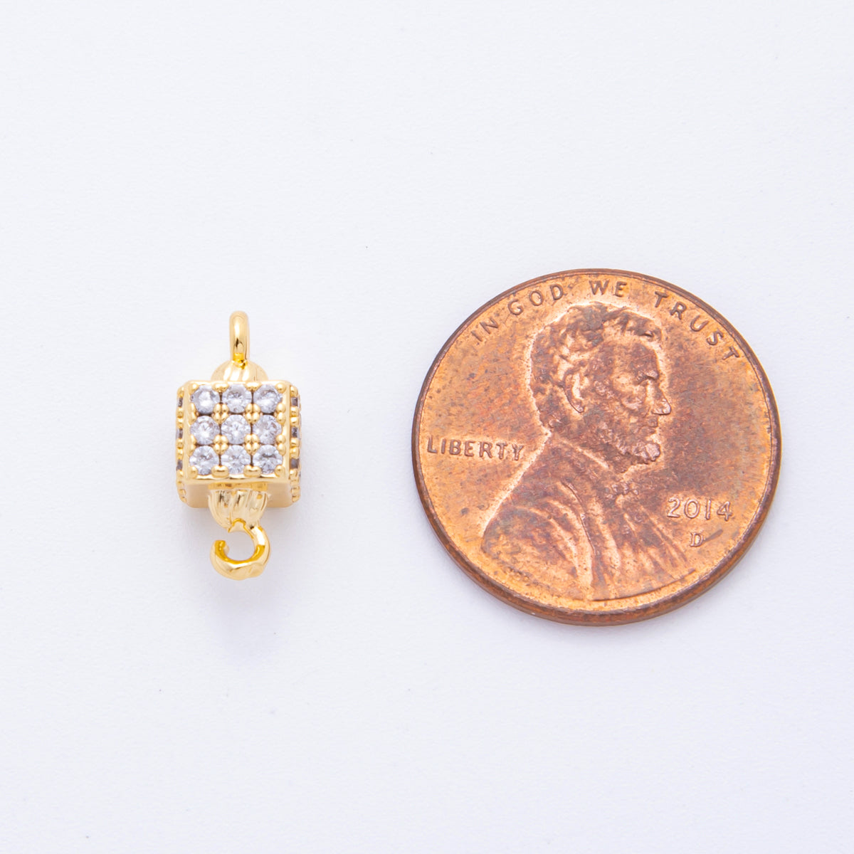 18K Gold Filled 14mm Micro Paved CZ Cubic Box Link Connector | Y161