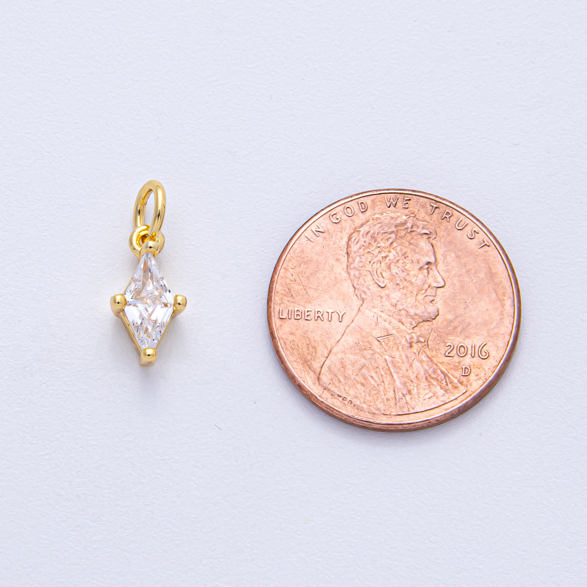 18K Gold Filled 11.5mm Clear CZ Navette Mini Charm | AK042