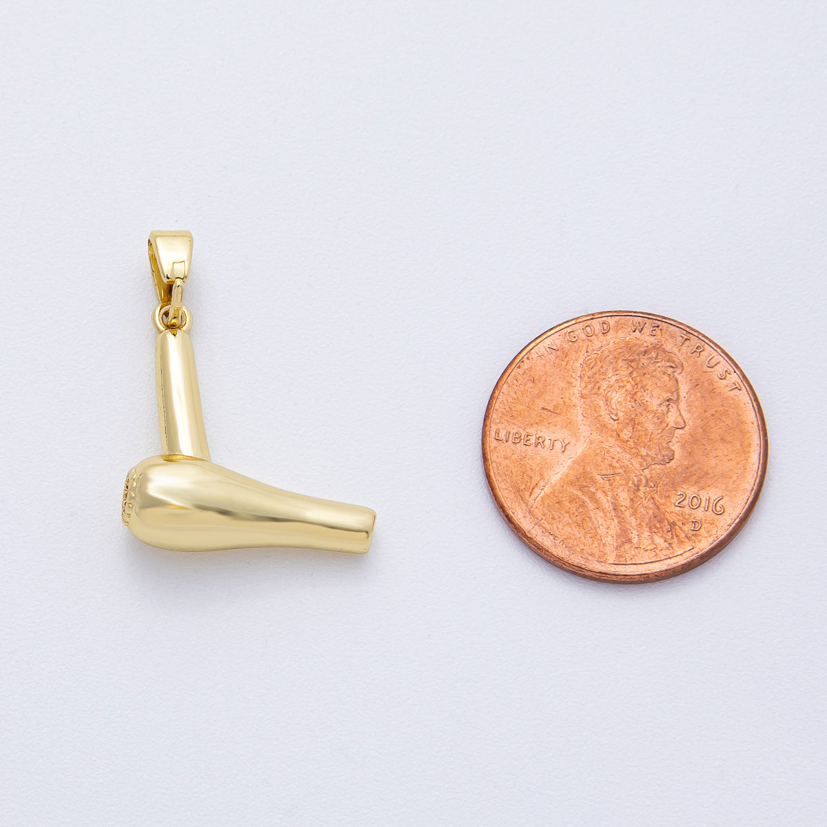 18K Gold Filled 18mm Minimalist Hair Dryer Care 3D Multidimensional Pendant | AF1220
