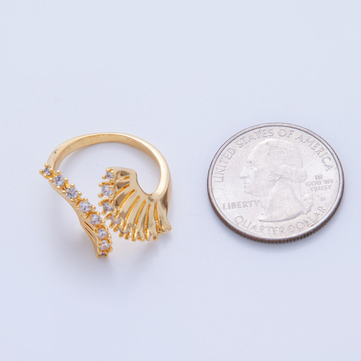 18K Gold Filled Micro Paved Multiple Fan Wrap Claw Ring | O2019