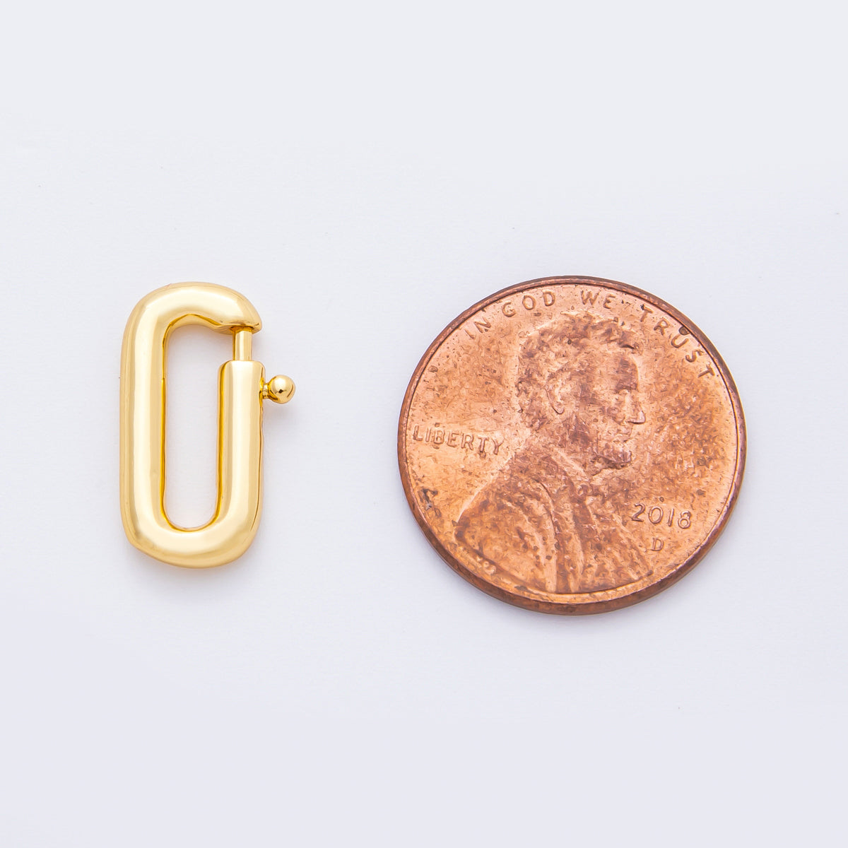 18K Gold Filled 16mm Dainty Oval Spring Clasp Charm Finding | Z1428