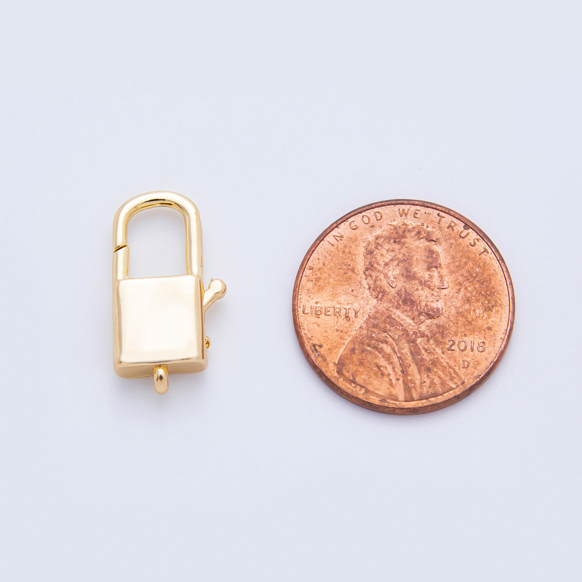 18K Gold Filled 18mm Padlock Lobster Clasp Charm Open Loop Finding | Z1417