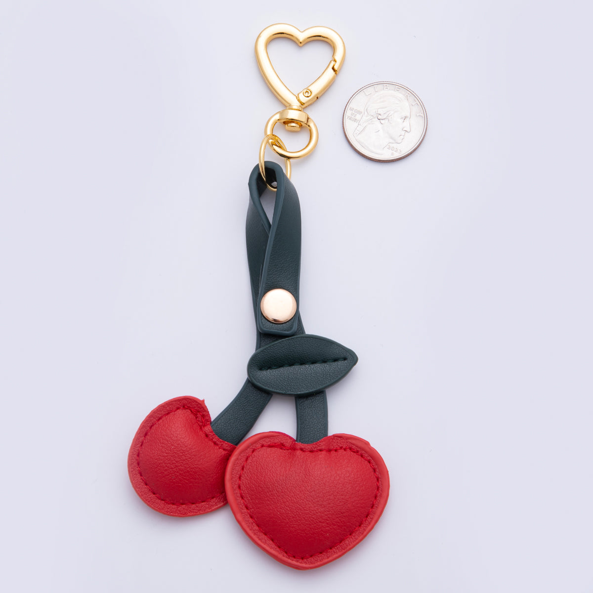 Cherry Leather Bag Charm Fruits Foodie Keychain Leather Bag Accessory Purse Charm WB-00001