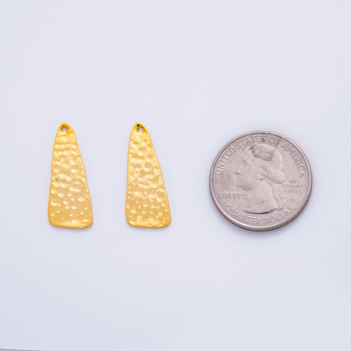 18K Gold Filled 25.8mm Dotted Hammered Edge Triangle Thin Charm Finding | Z1194