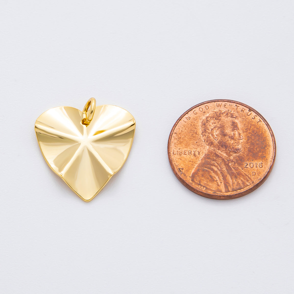 18K Gold Filled 19mm Sunburst Freeform Heart Shape Charm | N-A1973