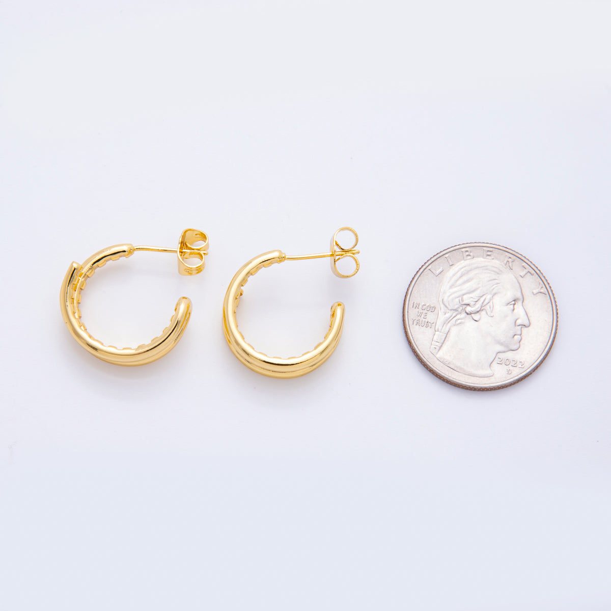 18K Gold Filled Minimalist Double Loop Hoops Earrings in Gold & Silver | AJ209 AJ210