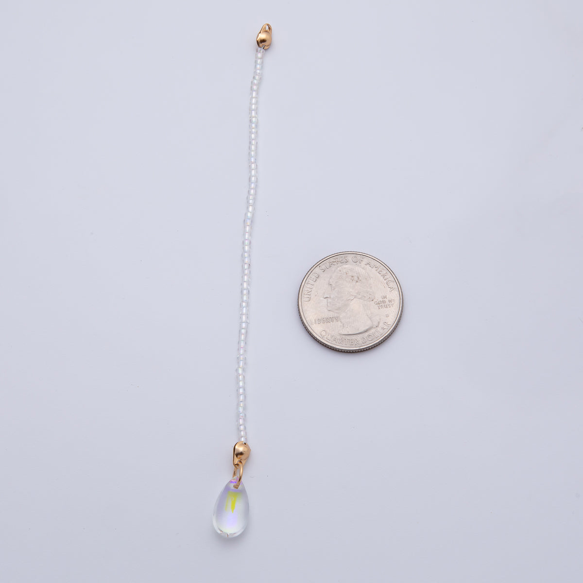 18K Gold Filled 123mm White, Black, Clear, Peach Iridescent AB Gemstone Drop Crimp Finding | Z1397 ~ Z1400