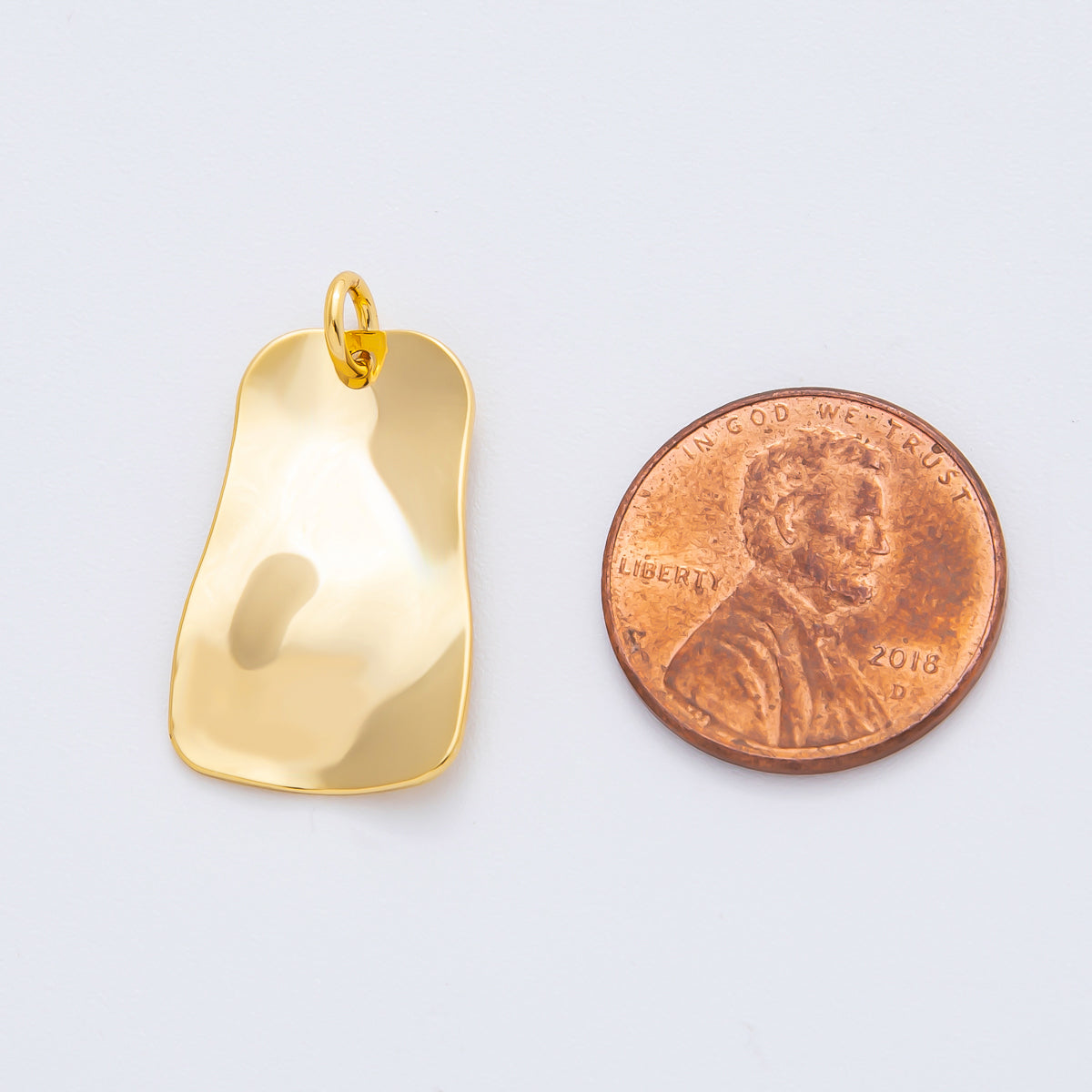 18K Gold Filled 26mm Polished Freeform Organic Shape Charm | N-A1728