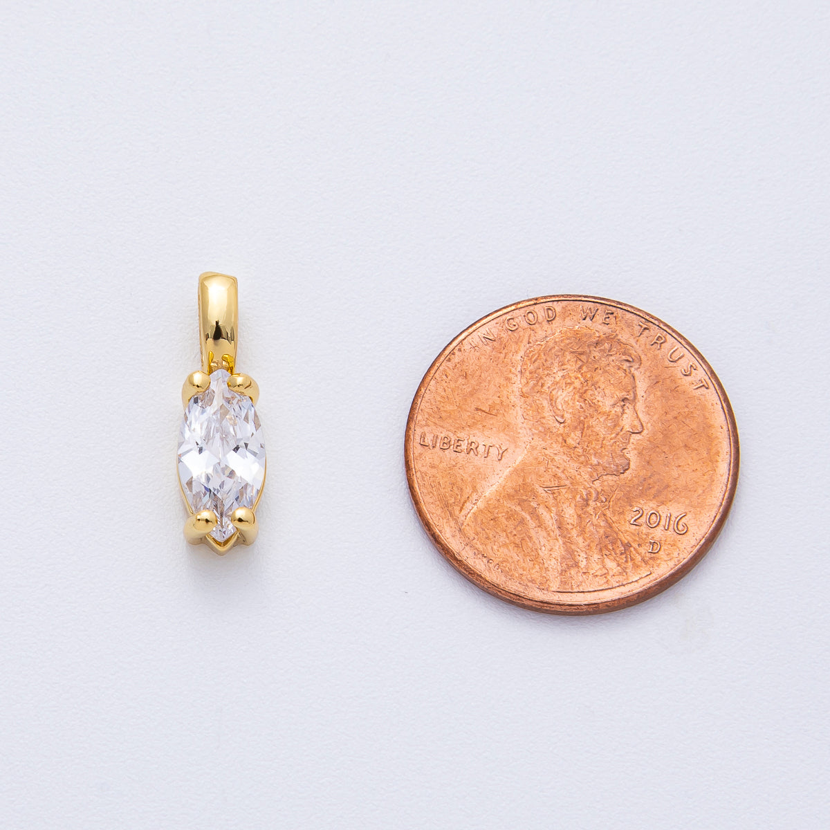 24K Gold Filled 16.5mm Clear CZ Marquise Pendant | H031