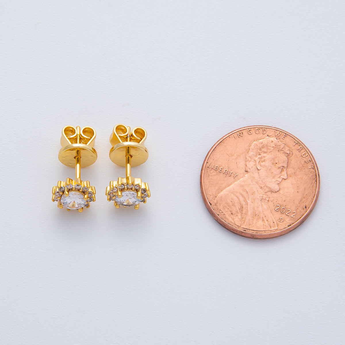 18K Gold Filled 7mm Clear CZ Celestial Sun Flower Stud Earrings | AD1620