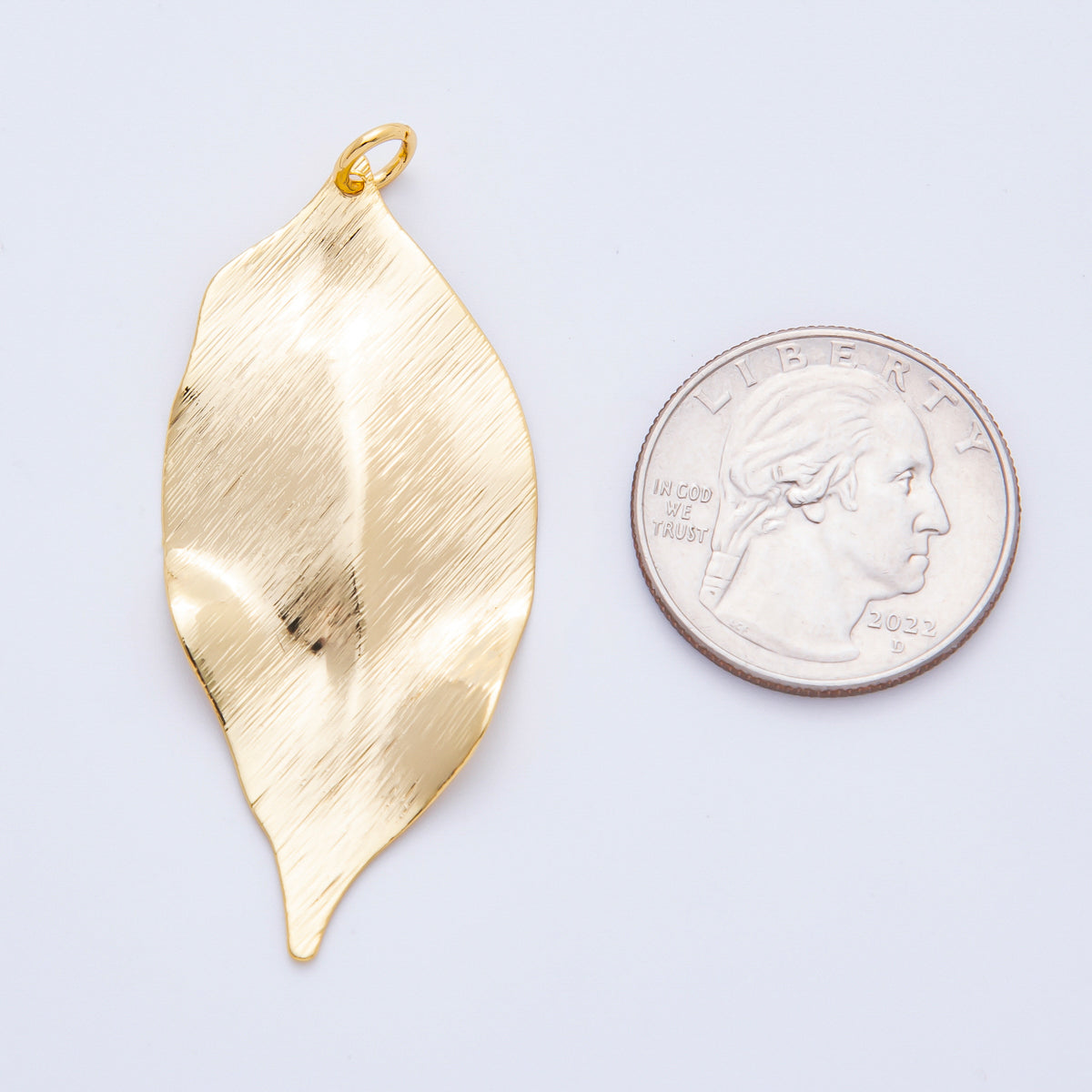 18K Gold Filled 56mm Modern Molten Gold Leaf Charm | N367