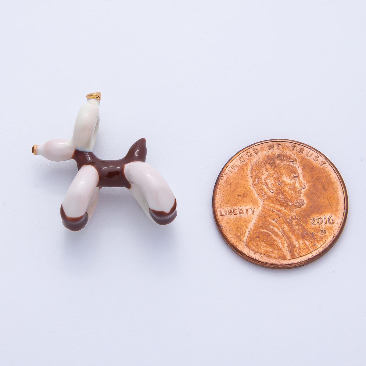 18K Gold Filled 22mm Blue, Brown Cute Puppy Animal Ceramic Charm | B751