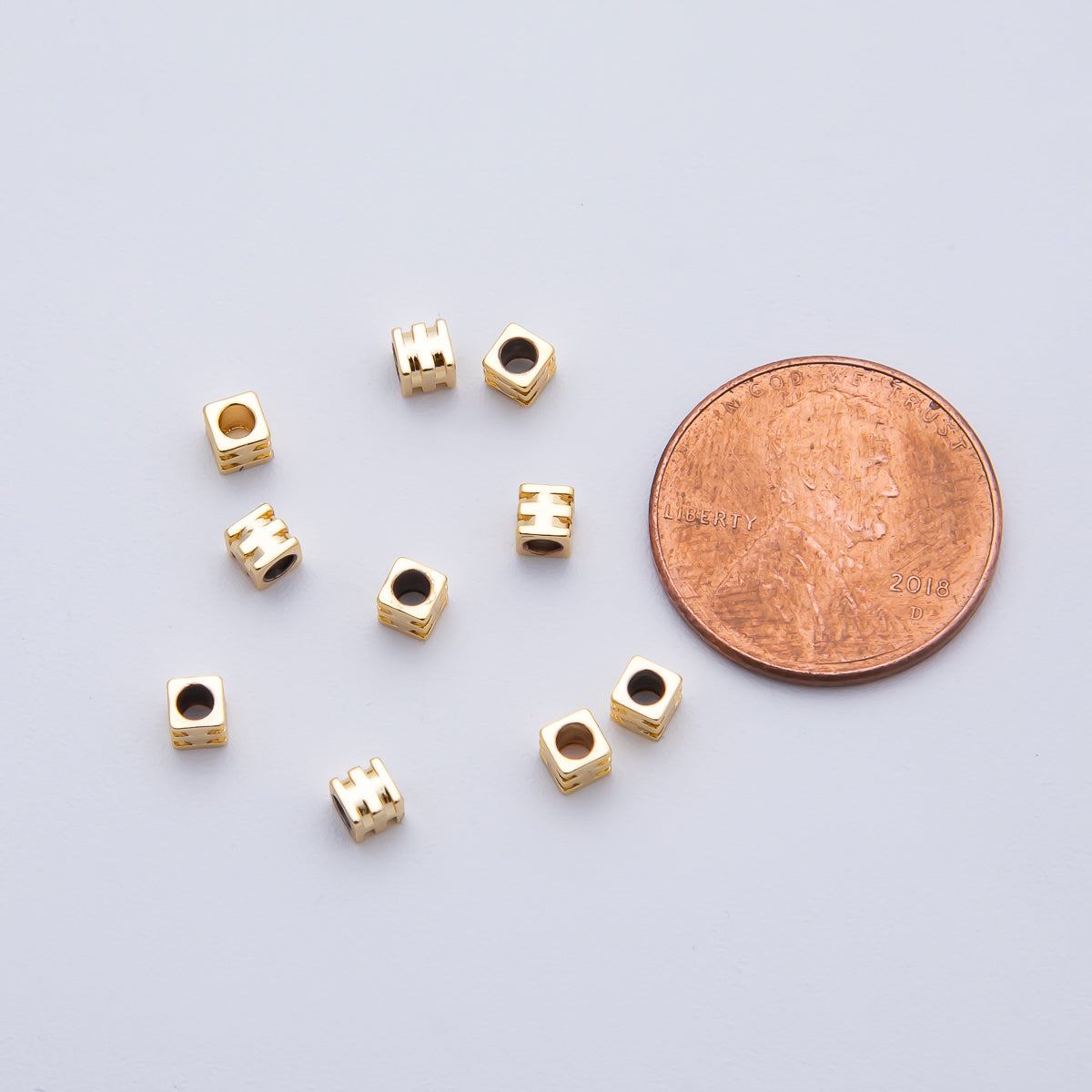 18K Gold Filled 8mm Geometrical Cube Spacer Bead Set by 10  | B318