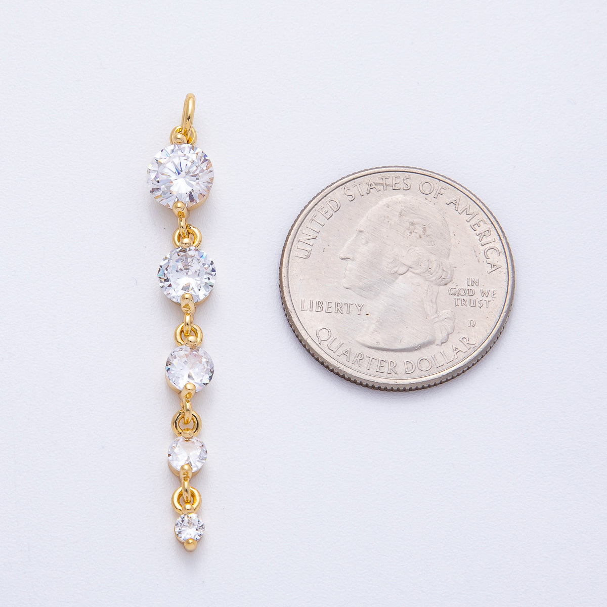 18K Gold Filled 46mm Clear Round CZ Gradient Connector | AK119