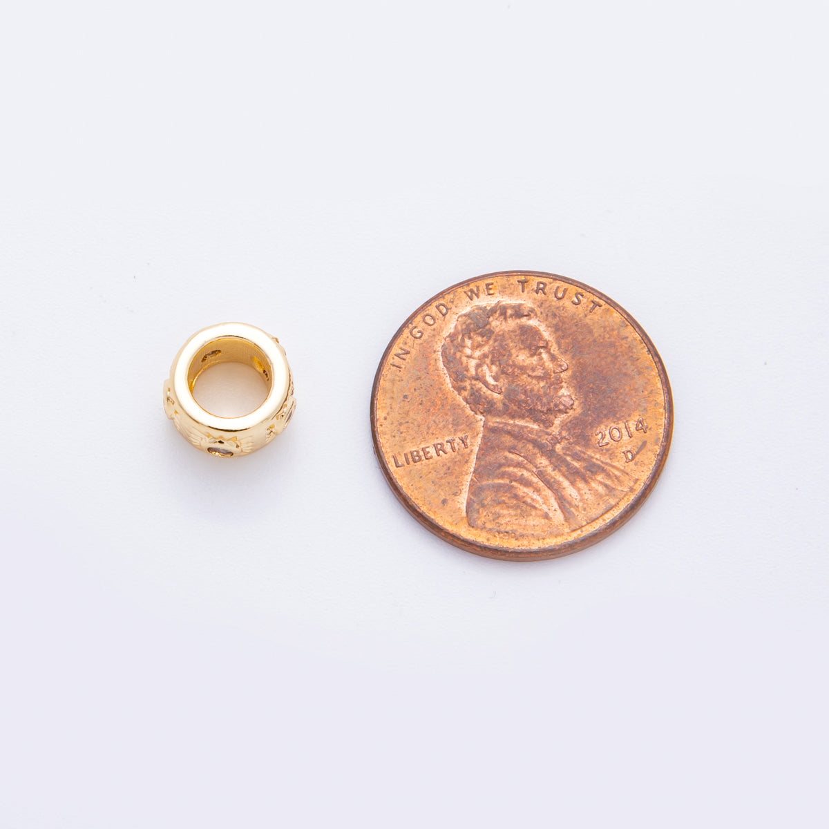18K Gold Filled Clear CZ Celestial Sun Ray Rondelle Bead Spacer | AF1038