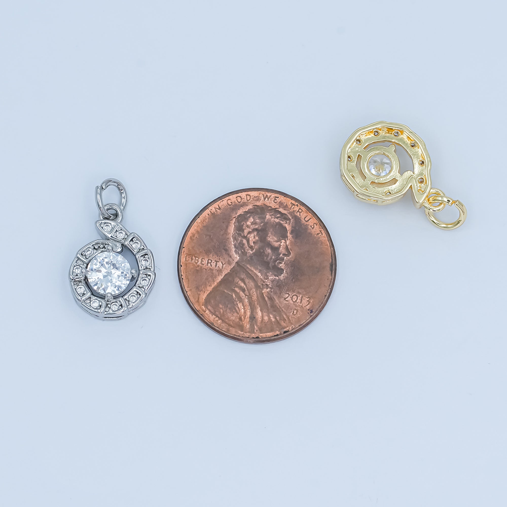 24K Gold Filled Clear CZ Circular Geometric Charm In Gold & Silver | C935