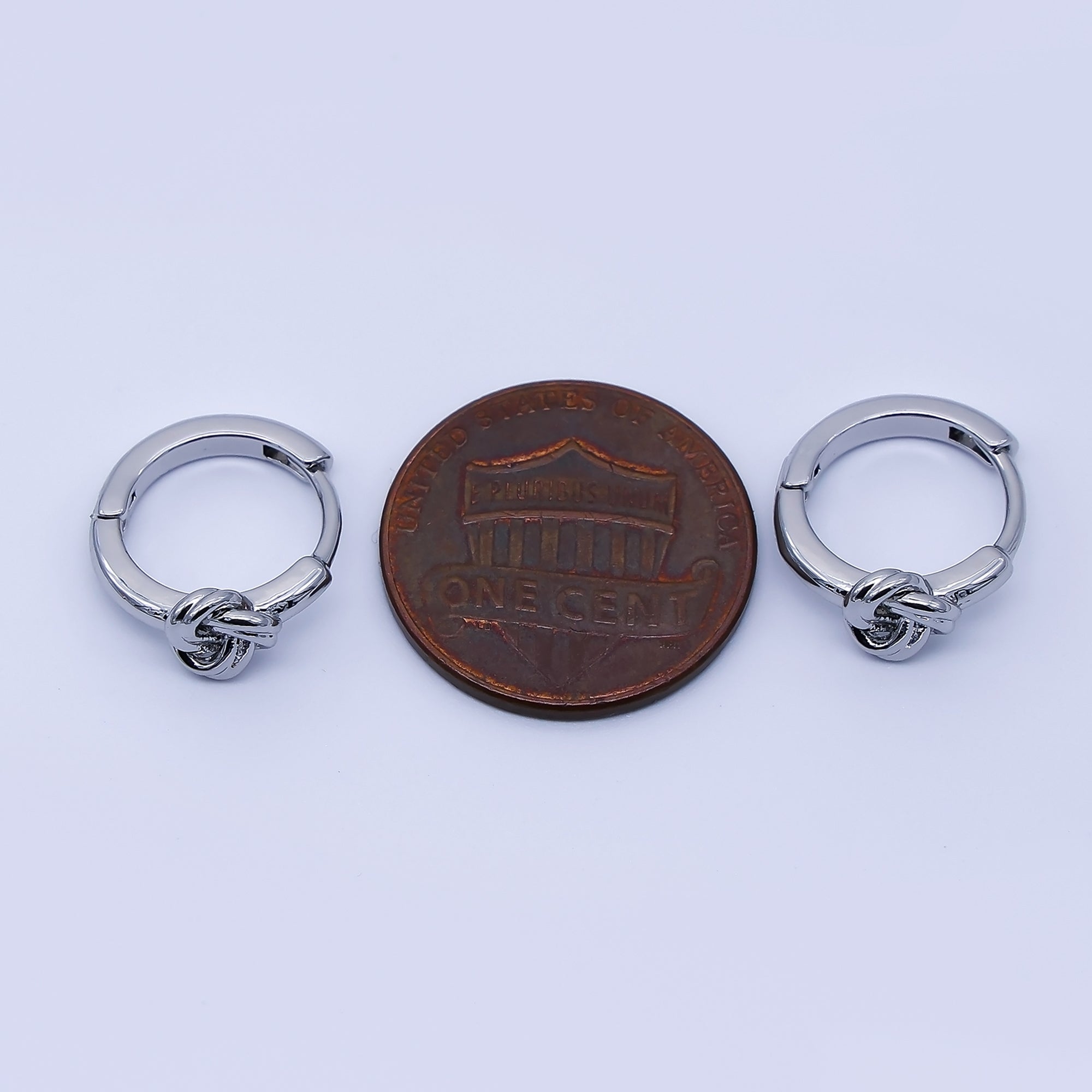 24K Gold Filled 12.5mm Geometric Knot Huggie Earrings in Gold & Silver | AB1658 AB1659