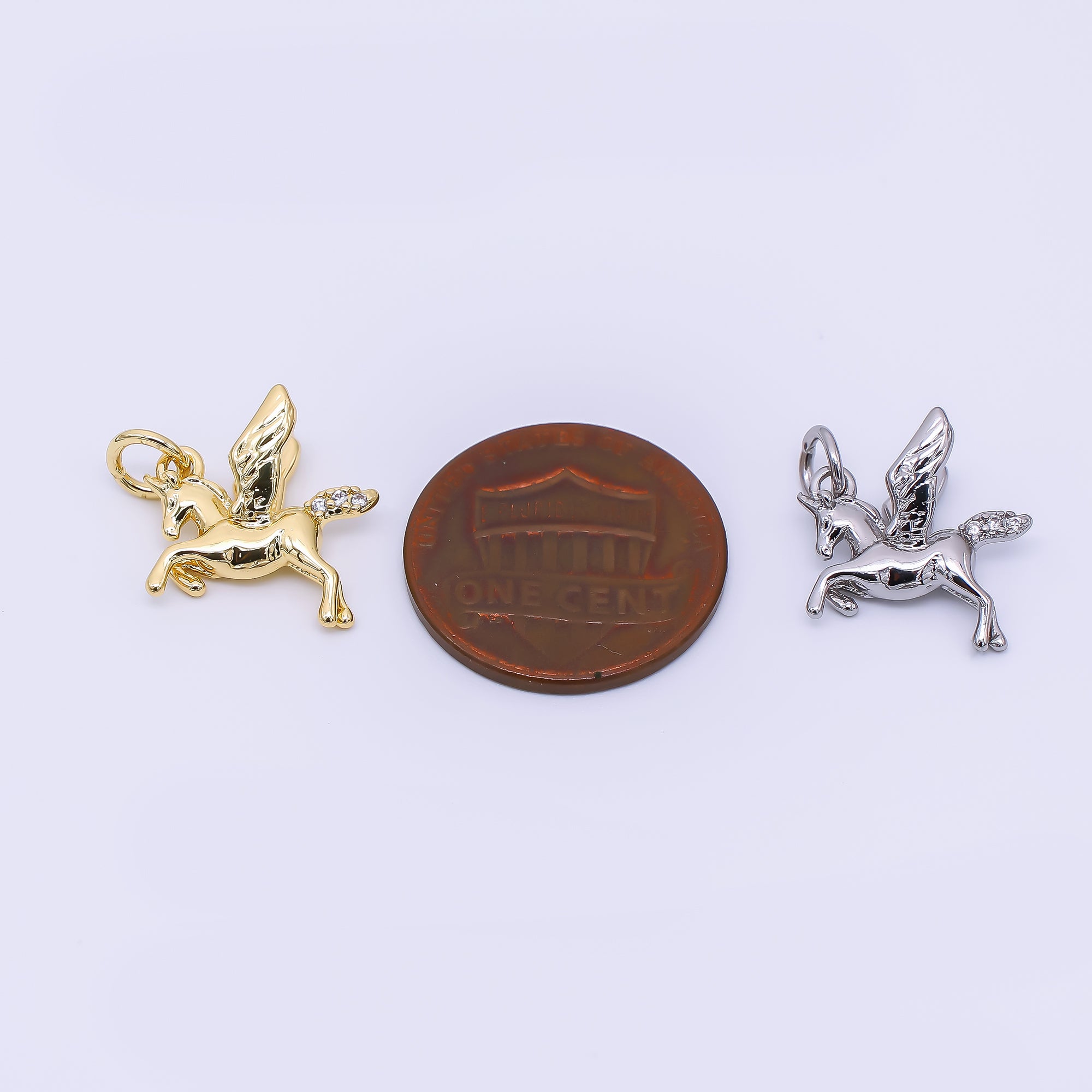 24K Gold Filled 13mm Pegasus Unicorn Horse Animal Charm in Gold & Silver | AH-552
