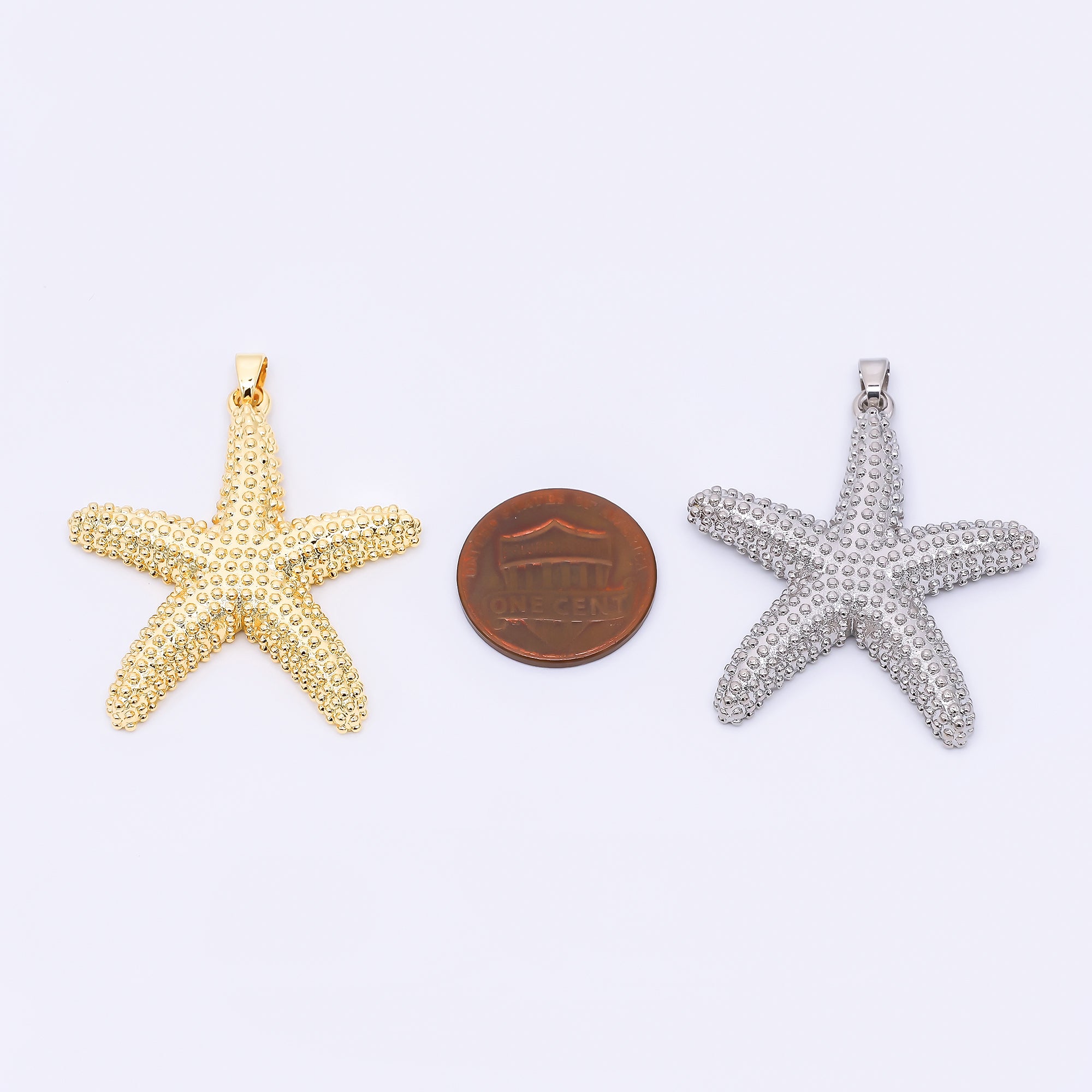 24K Gold Filled 37mm Dotted Sea Starfish Animal Charm | AH-532