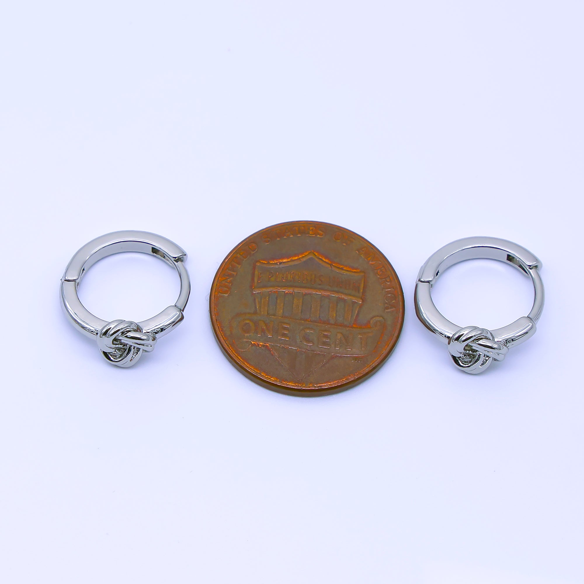24K Gold Filled 12.5mm Geometric Knot Cartilage Huggie Earrings in Gold & Silver | AB1658 AB1659