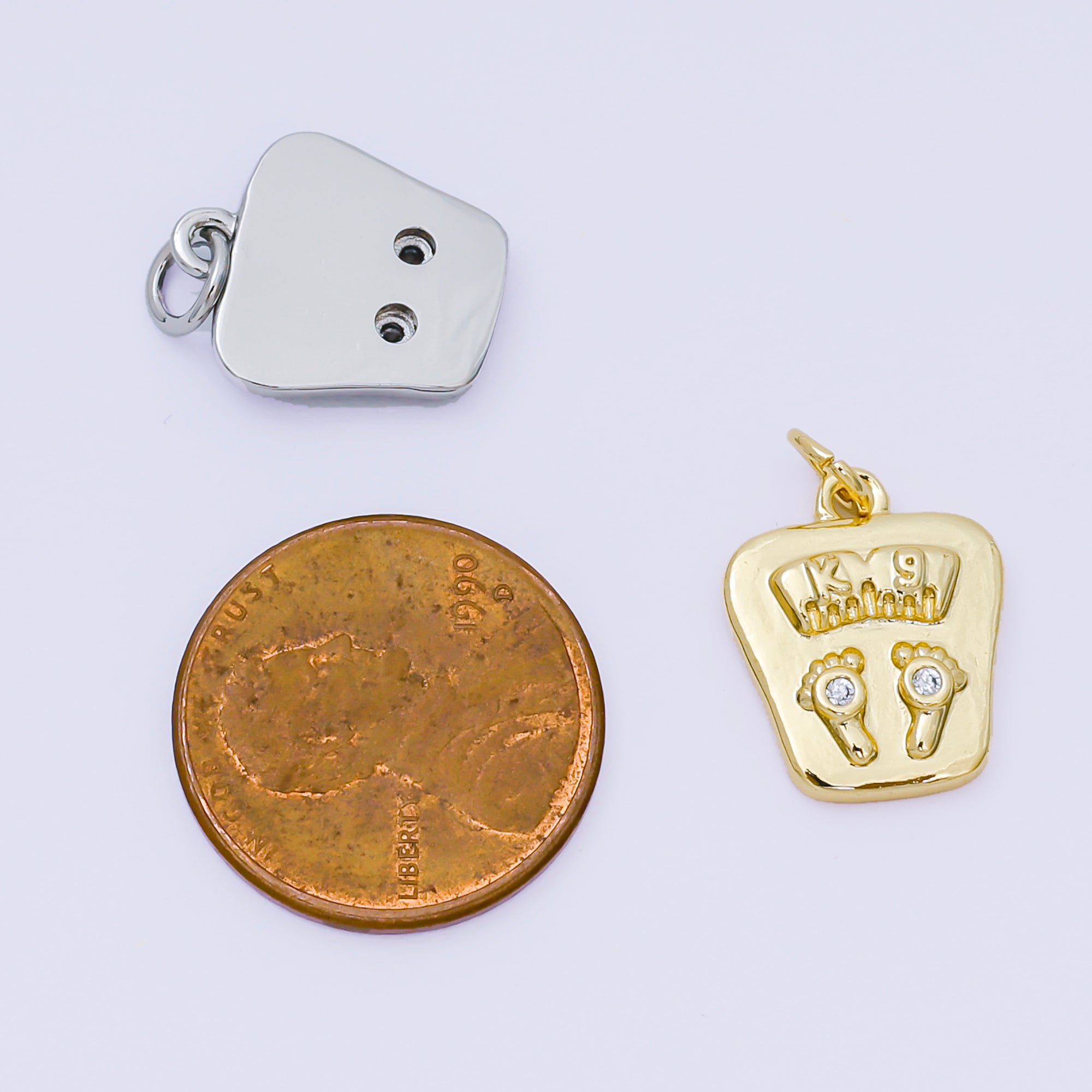 24K Gold Filled 15mm Micro Paved CZ Body Scale Charm in Gold & Silver | AH-668