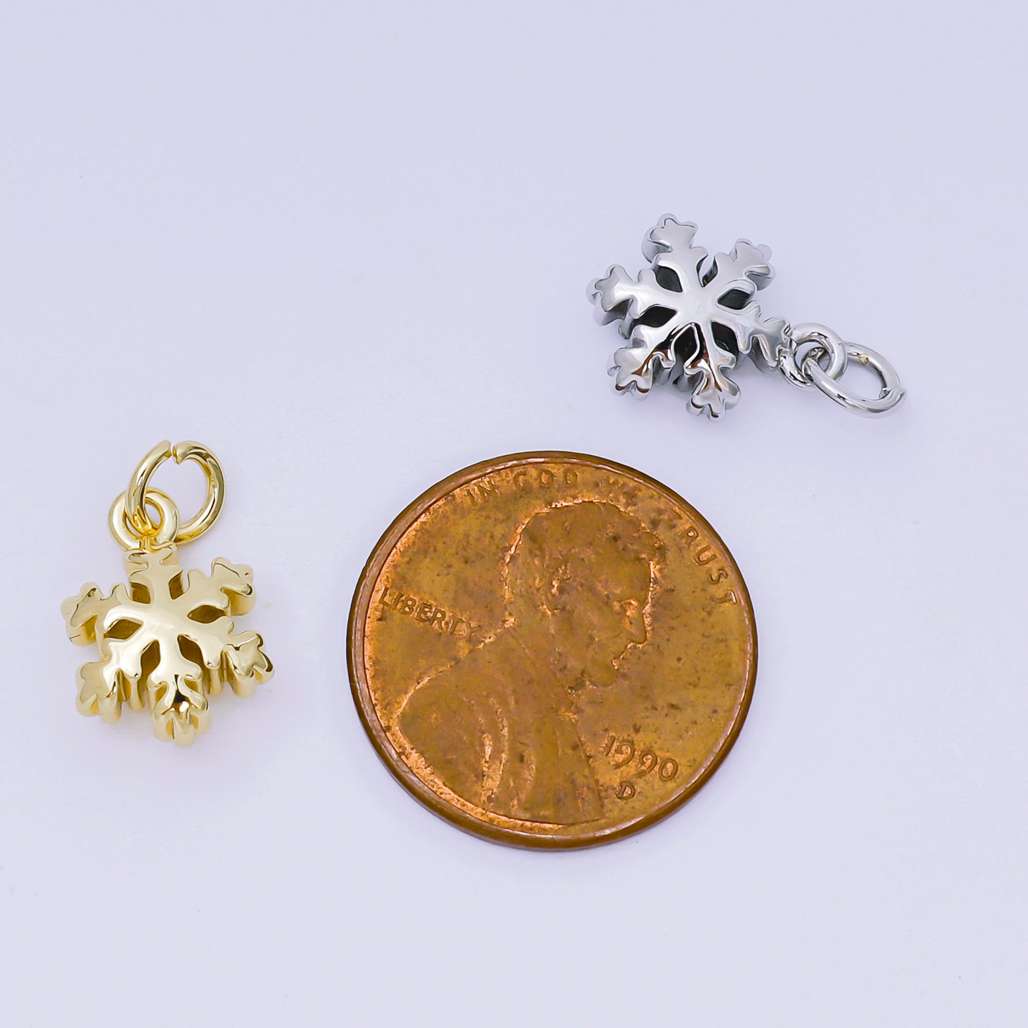 24K Gold Filled 13mm Winter Season Snow Flakes Holidays Charm | AH607