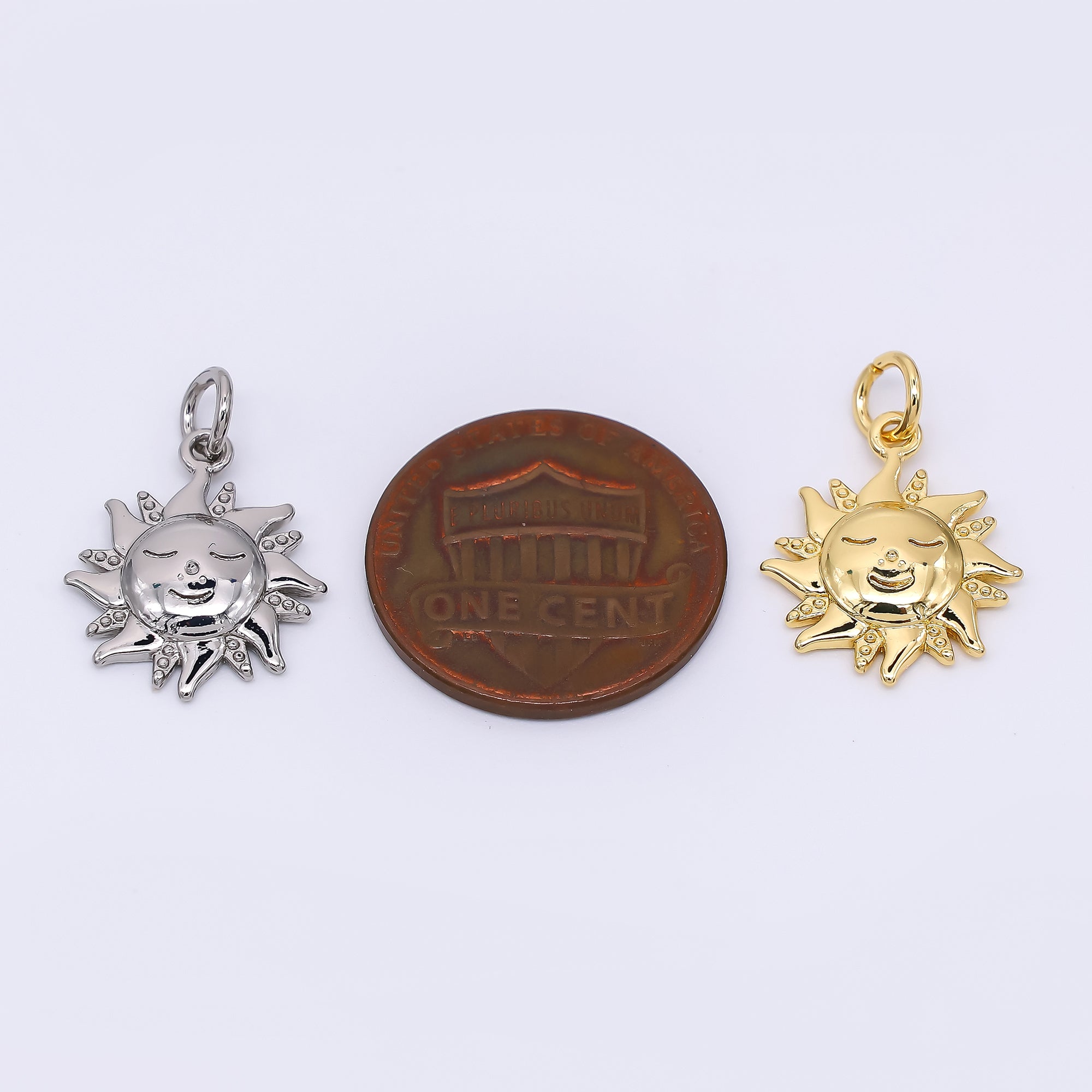24K Gold Filled 16mm Face Sun Charm in Gold & Silver | M-674