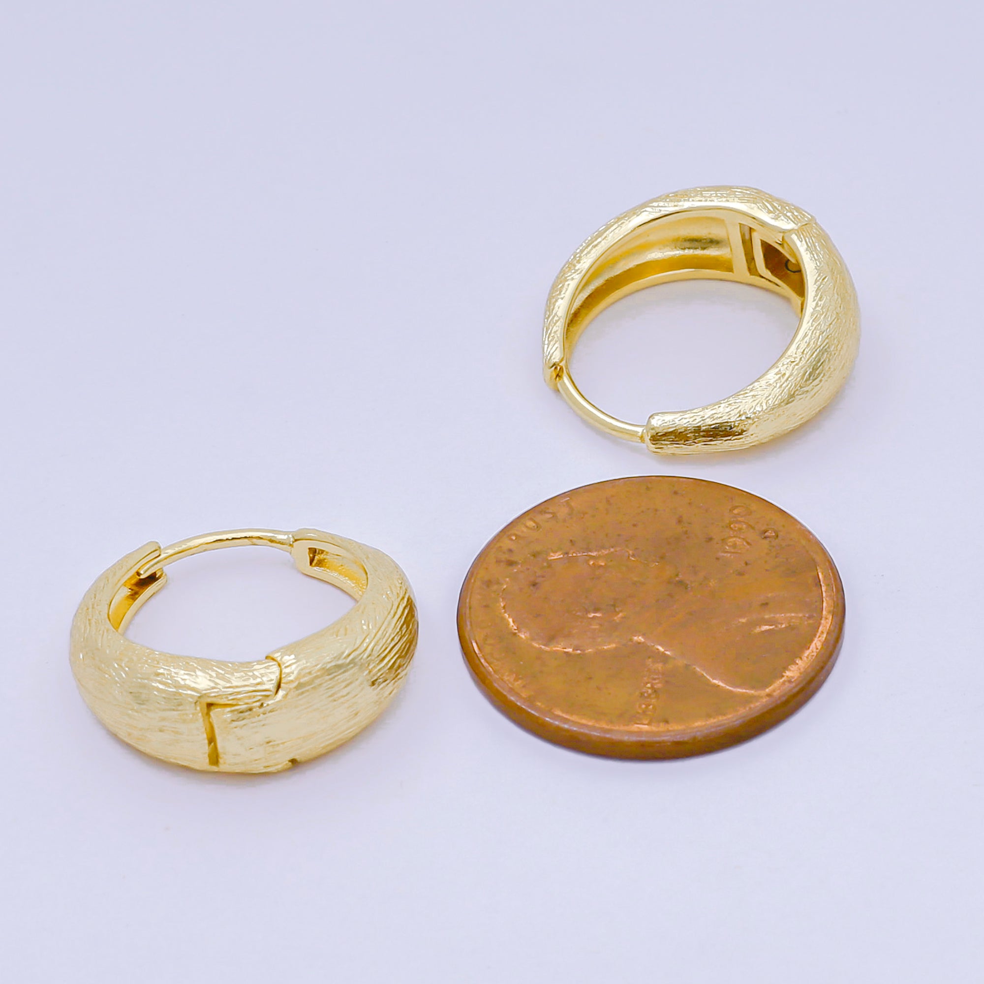 24K Gold Filled Textured Dome Lever Back Huggie Earrings in Gold & Silver | AJ-102 AJ-116