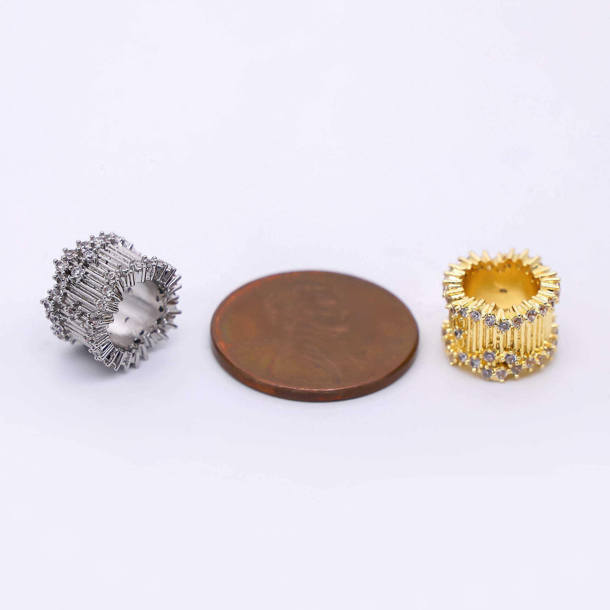 10pcs 24K Gold Filled 8mm Micro Paved CZ Stellar Barrel Bead Spacer in Gold & Silver | B480