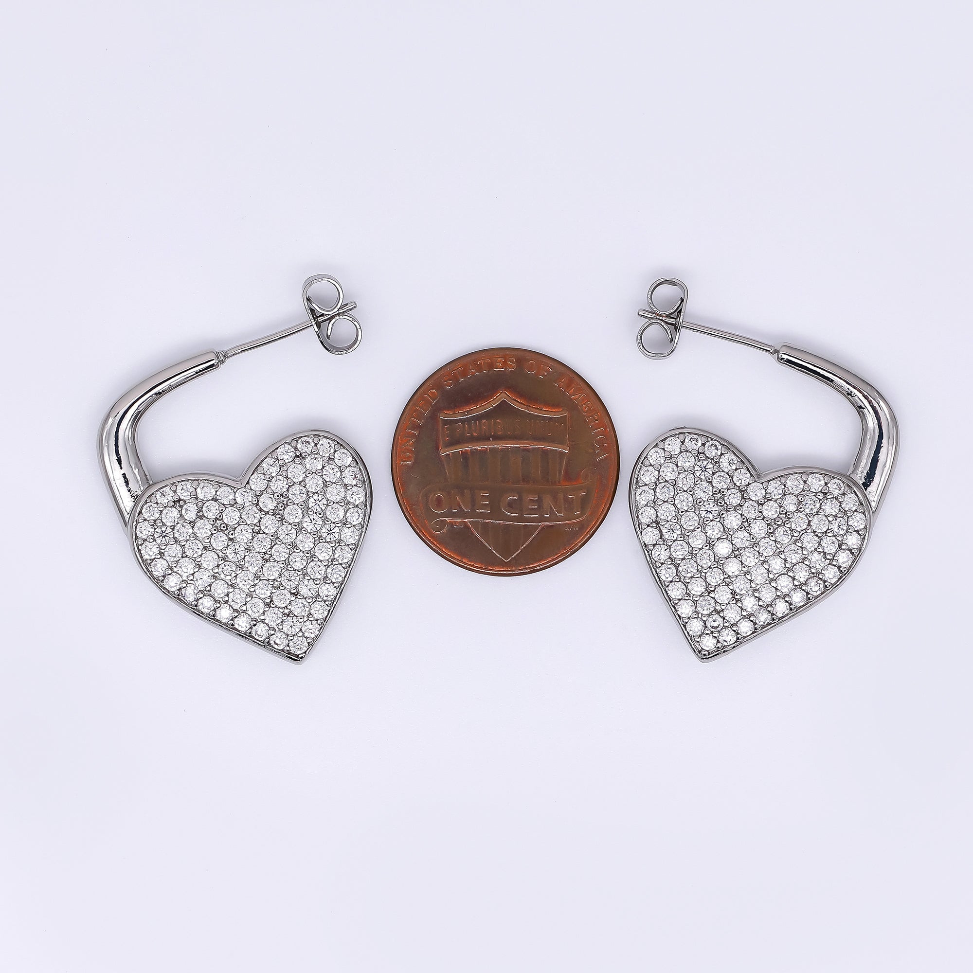 24K Gold Filled Micro Paved CZ Full of Heart Huggie Hoops Earrings | AJ-081 AJ-082