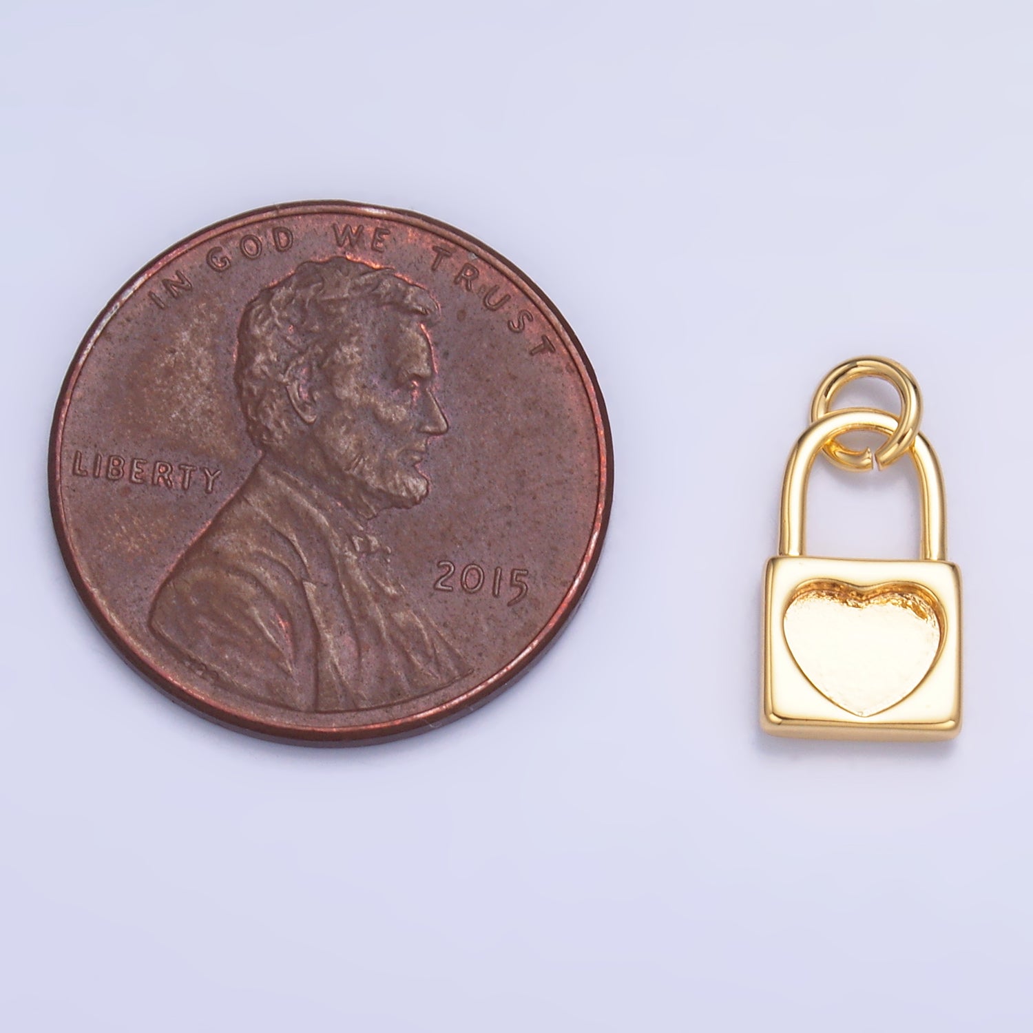 24K Gold Filled Heart Padlock Mini Charm in Gold & Silver | W871