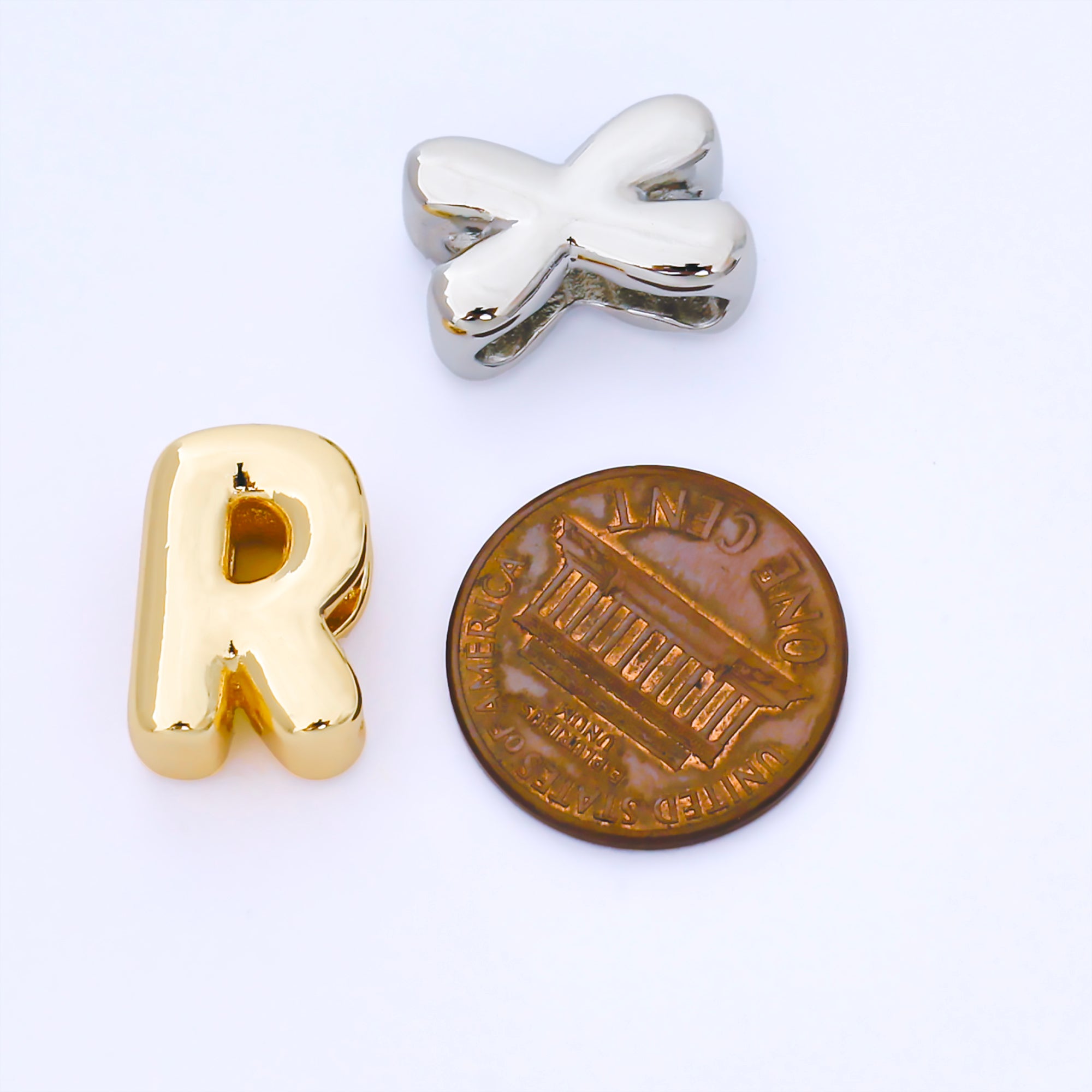 Silver 15mm Personalized Chubby Bubble Initial Letter Alphabet Bead | AF092 - AF104