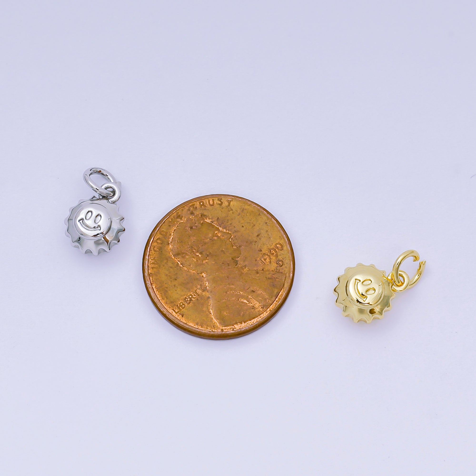24K Gold Filled 10mm Happy Face Morning Sun Charm in Gold & Silver| AH-666