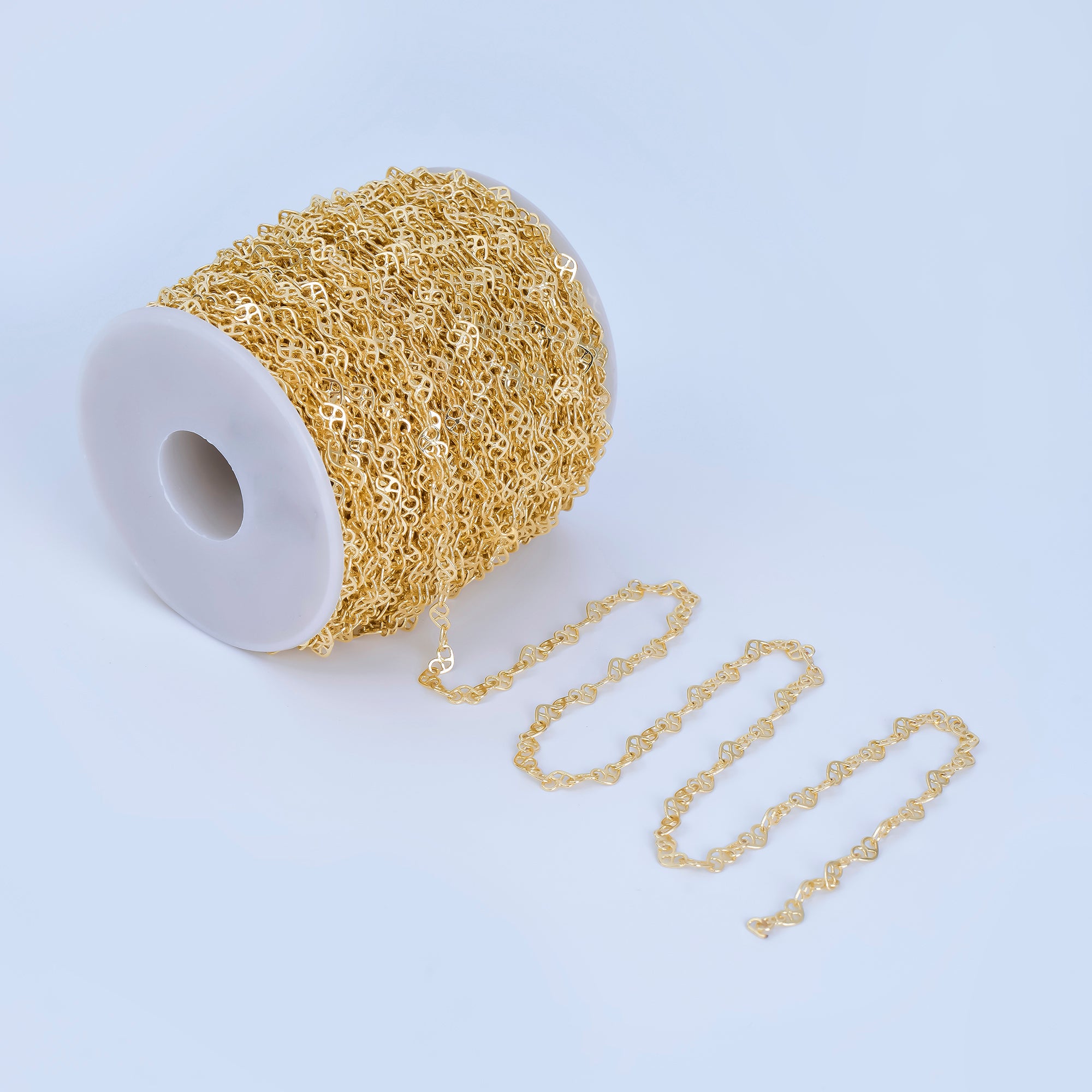 24K Gold Filled 4.2mm Upside Down Pretzel Bread Cable Unfinished Chain by Yard | ROLL-1685