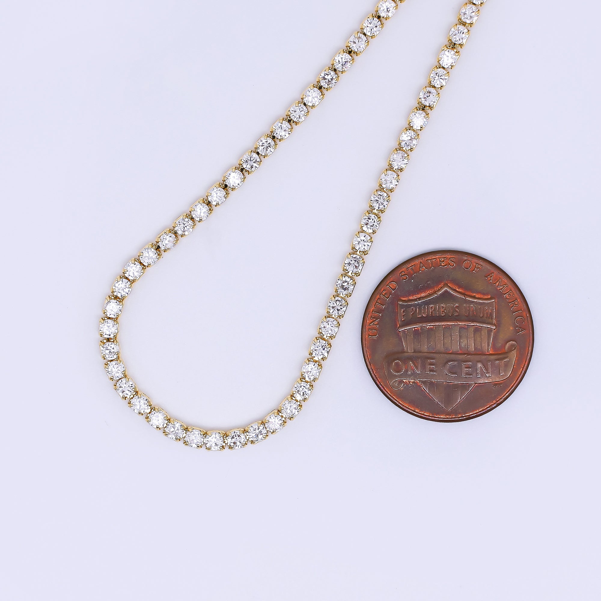 24K Gold Filled Clear CZ Tennis 6.9 inch Bracelet with Extender | WA-1595