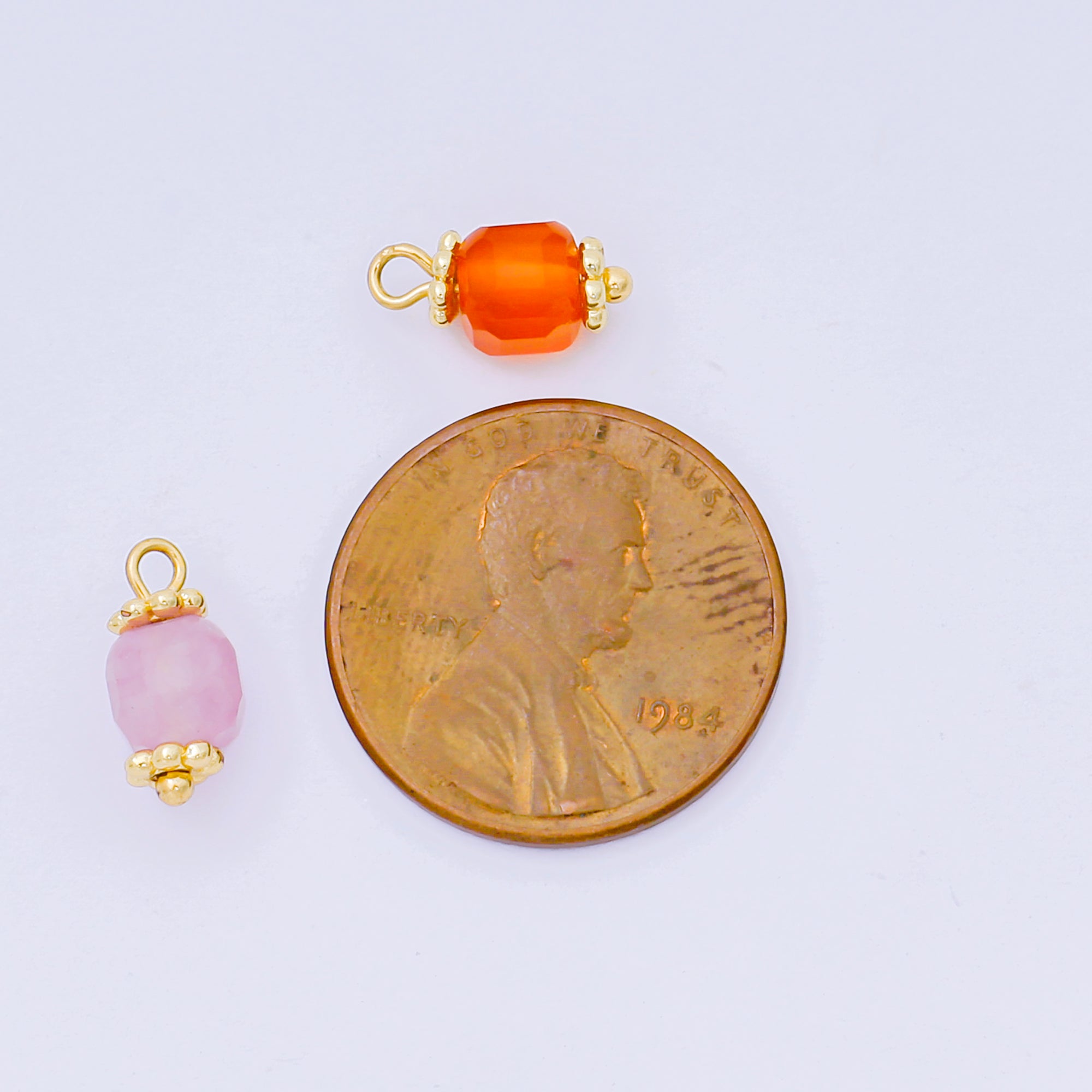 24K Gold Filled 11mm Acrylic Art Candy Tropical Round Charm in Teal, Pink, & Orange | AH-661 AH-662