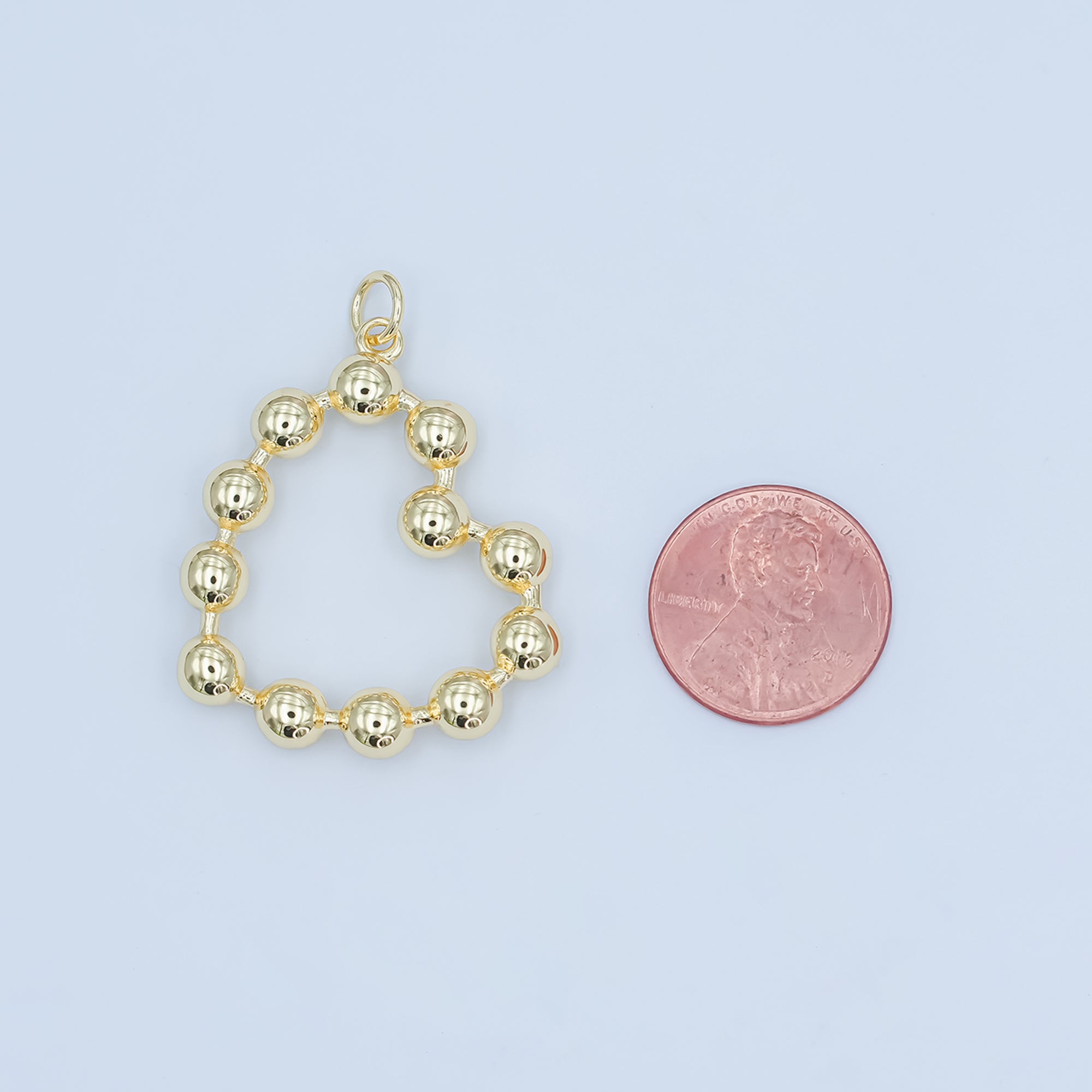 24K Gold Filled 30.5mm Beaded Bubble Heart Charm | M708