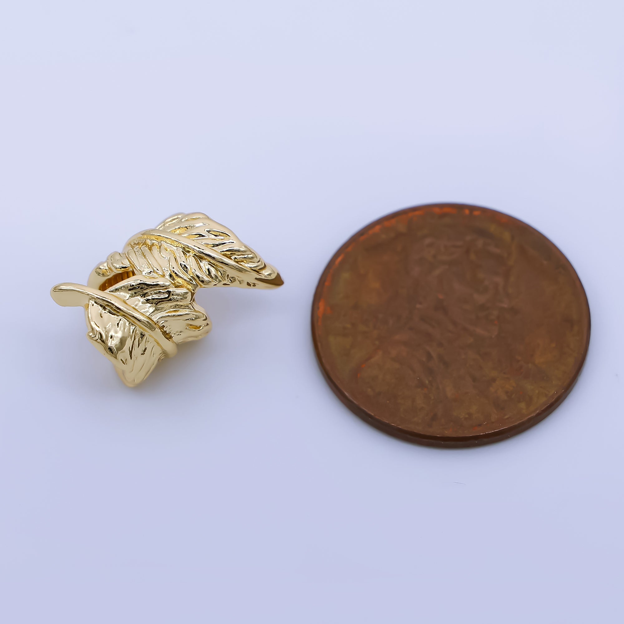 24K Gold Filled 14mm Twisted Dry Leaf Bead Spacer | B477