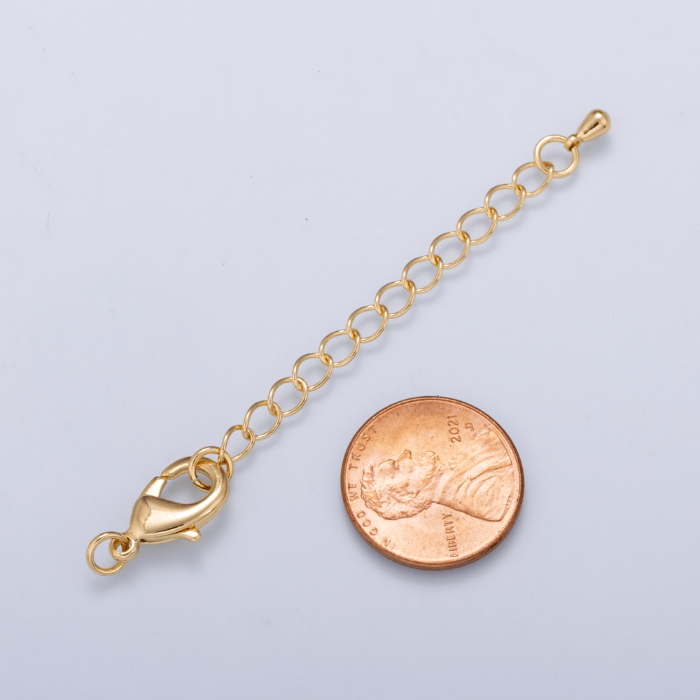 24K Gold Filled 15mm Lobster Claw Clasps 2.4 Inch Chain Extender Minimalist Closure Findings | Findings-00185