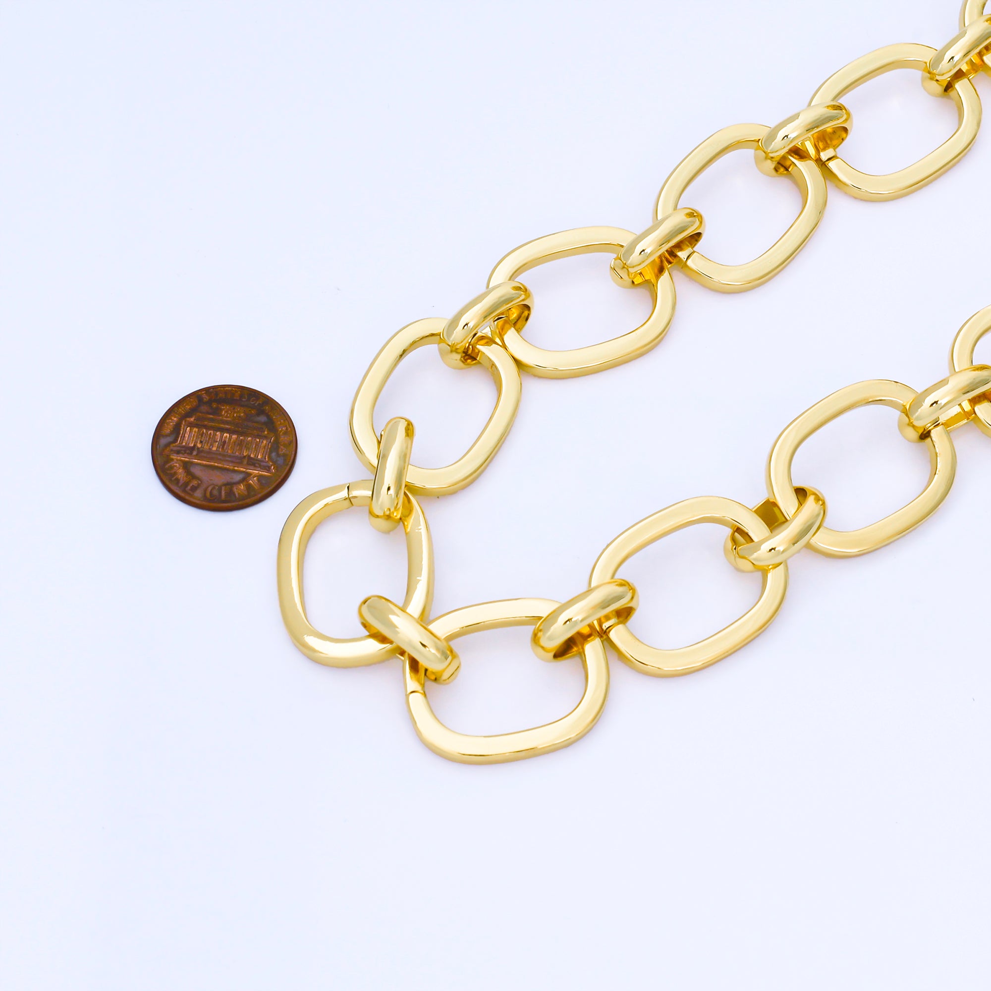 24K Gold Filled 20mm Minimalist Cable Unfinished Chain by Yard | Roll-1750