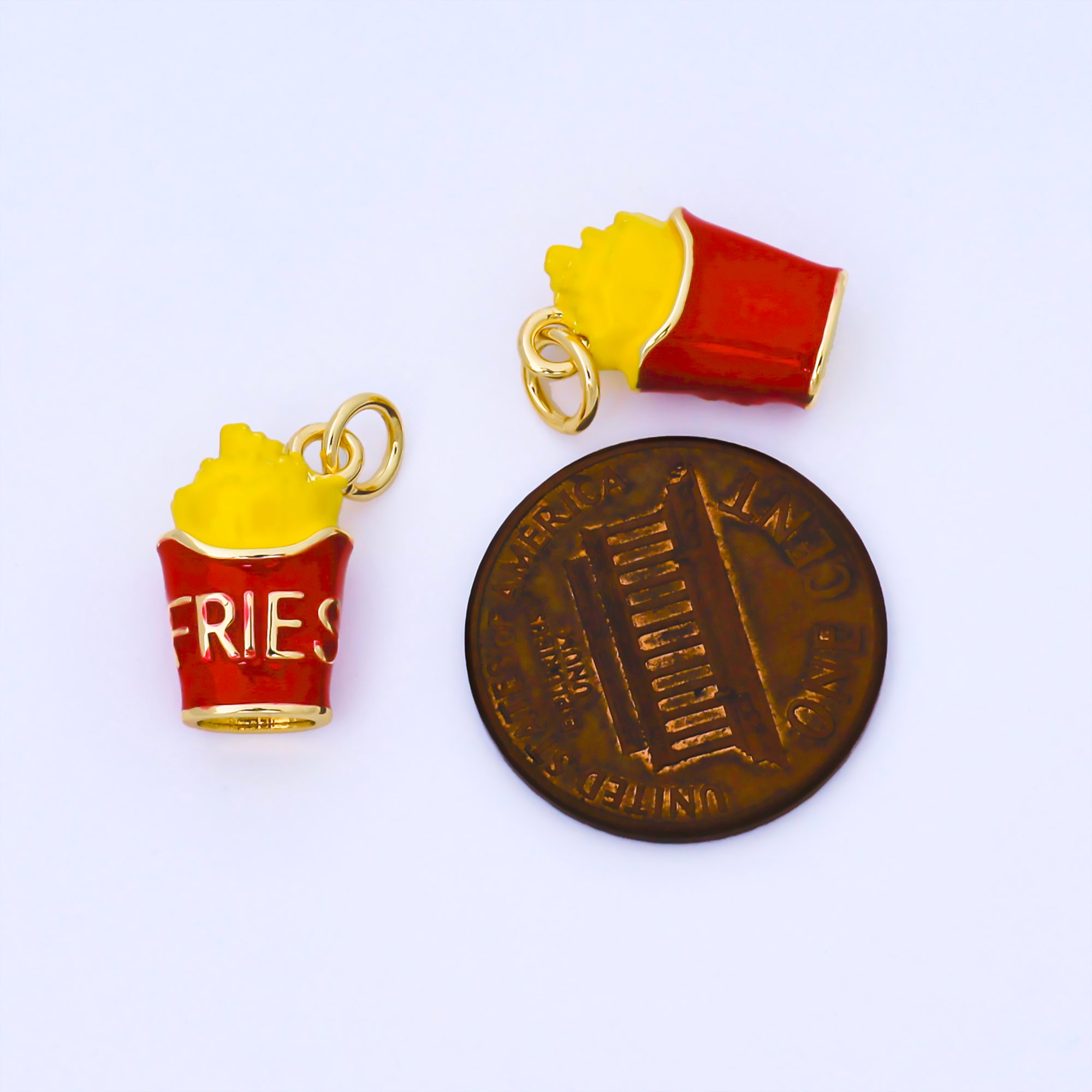 24K Gold Filled French Fries Enamel 3D Multidimensional Charm | AF1563
