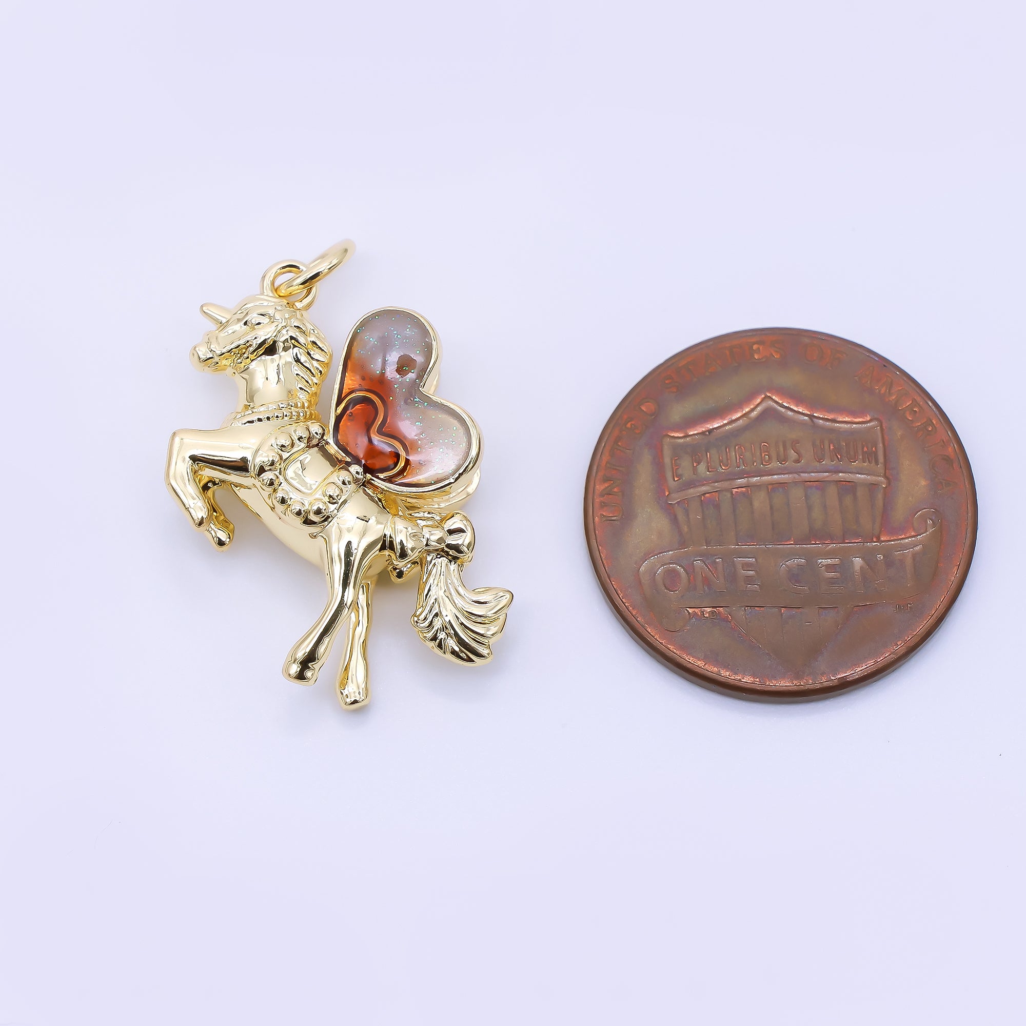 24K Gold Filled 22mm Resin Art Circus Horse Animals Charm | AJ394