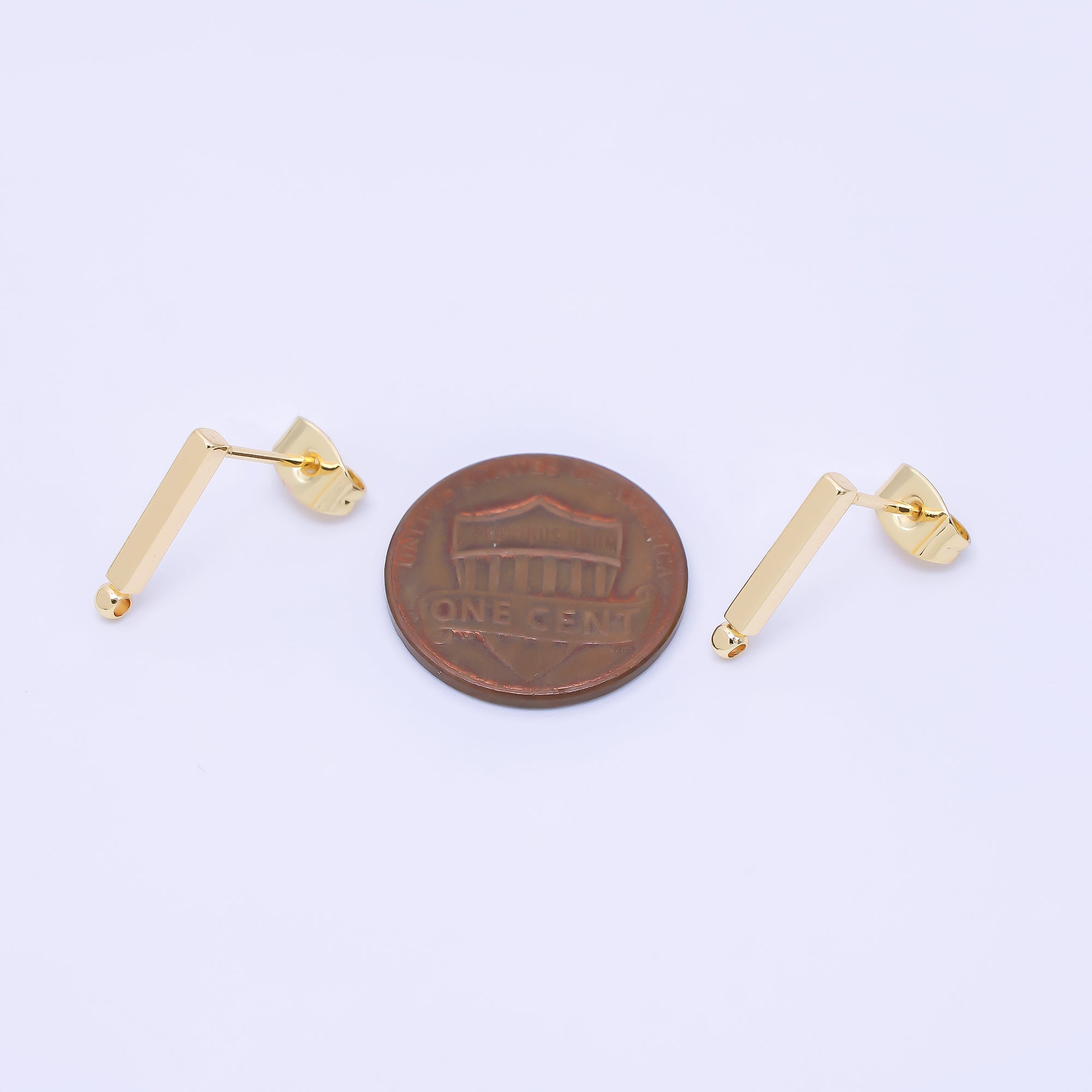 24K Gold Filled 14mm Long Bar Half-Earrings Open Loop Earring Findings | Z1327