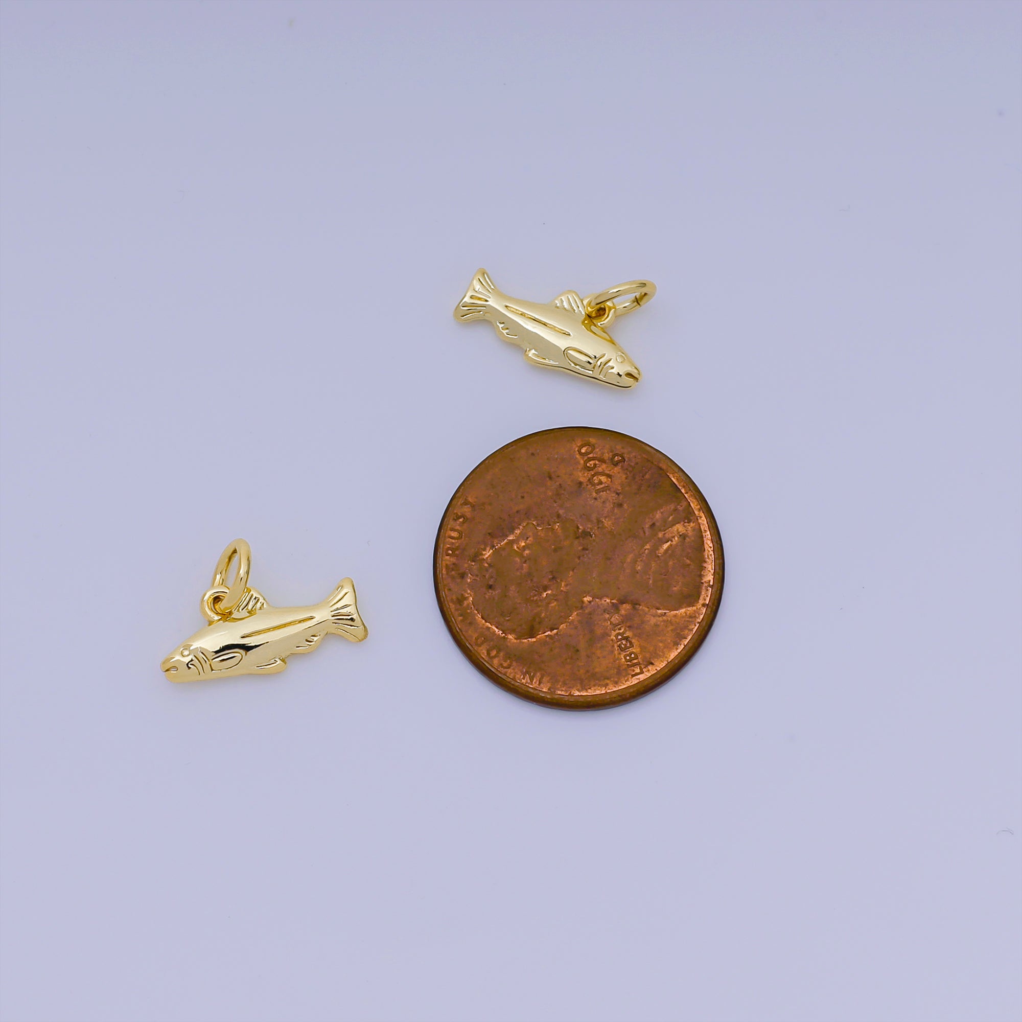 24K Gold Filled 6.5mm Pisces Sea Fish Animal Charm | AJ-382